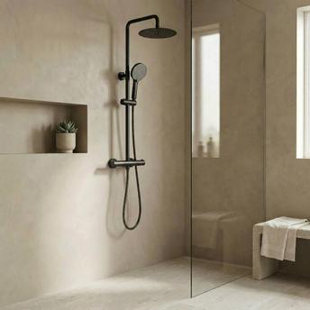 Set de douche sans bec avec thermostat Rea Lungo Black