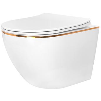 Taza de inodoro WC REA Carlo white Mini Flat Gold Edge