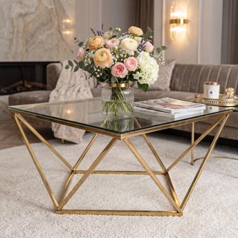 Stolik kawowy szklany Glamour Gold CS-14G