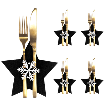 Pokrowiec na sztućce Świąteczny 4 szt. Gwiazda Czarna