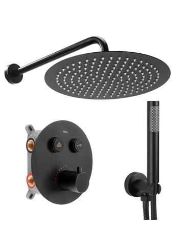 Juego de ducha oculto con termostato Rea LUNGO Black Matt BOX