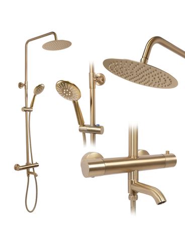 Conjunto de ducha con termostato REA Lungo Gold Brush