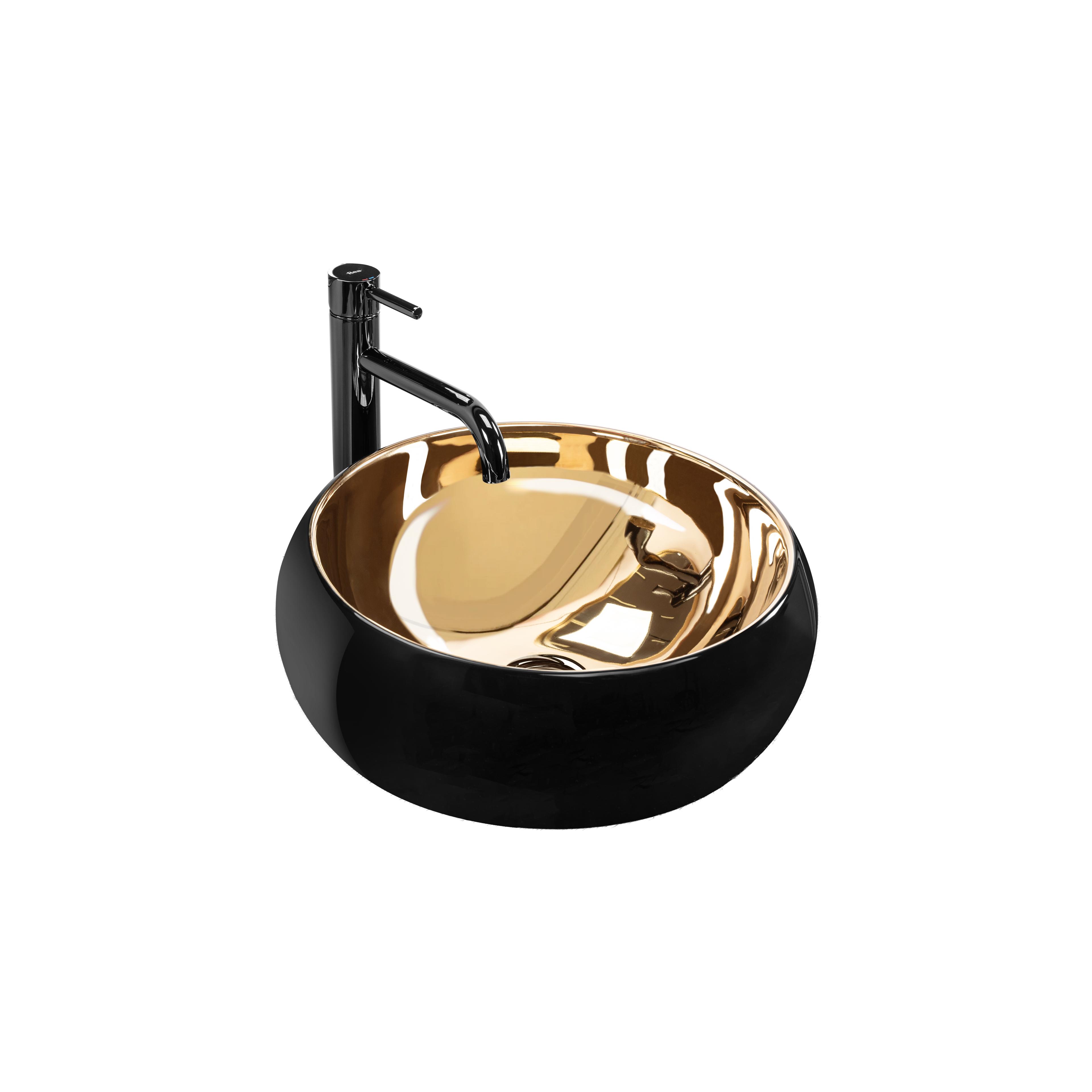 Lavabo da appoggio REA Luna Black / Gold