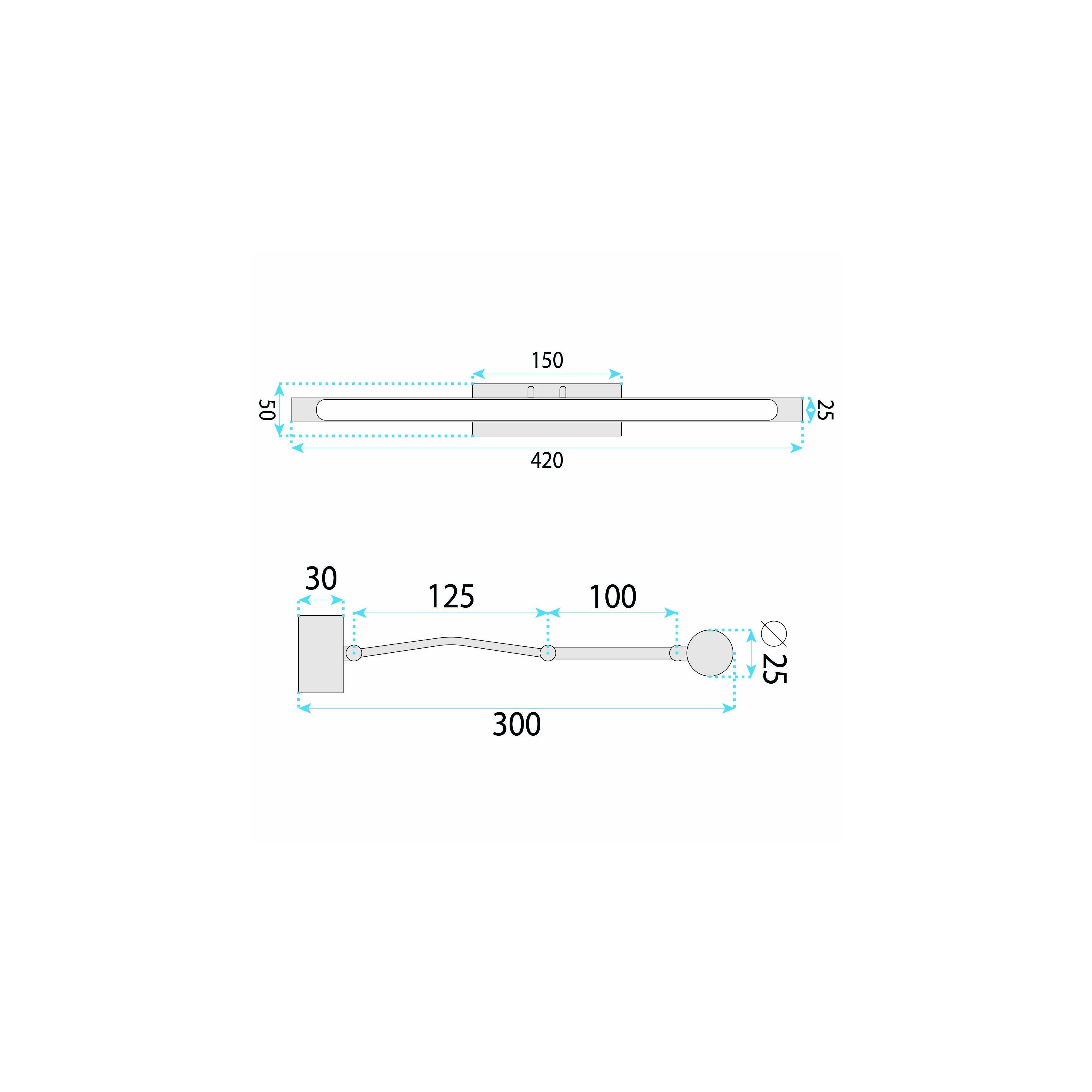 Badrum vägg LED-lampa SWE016-1W 42cm Chrome