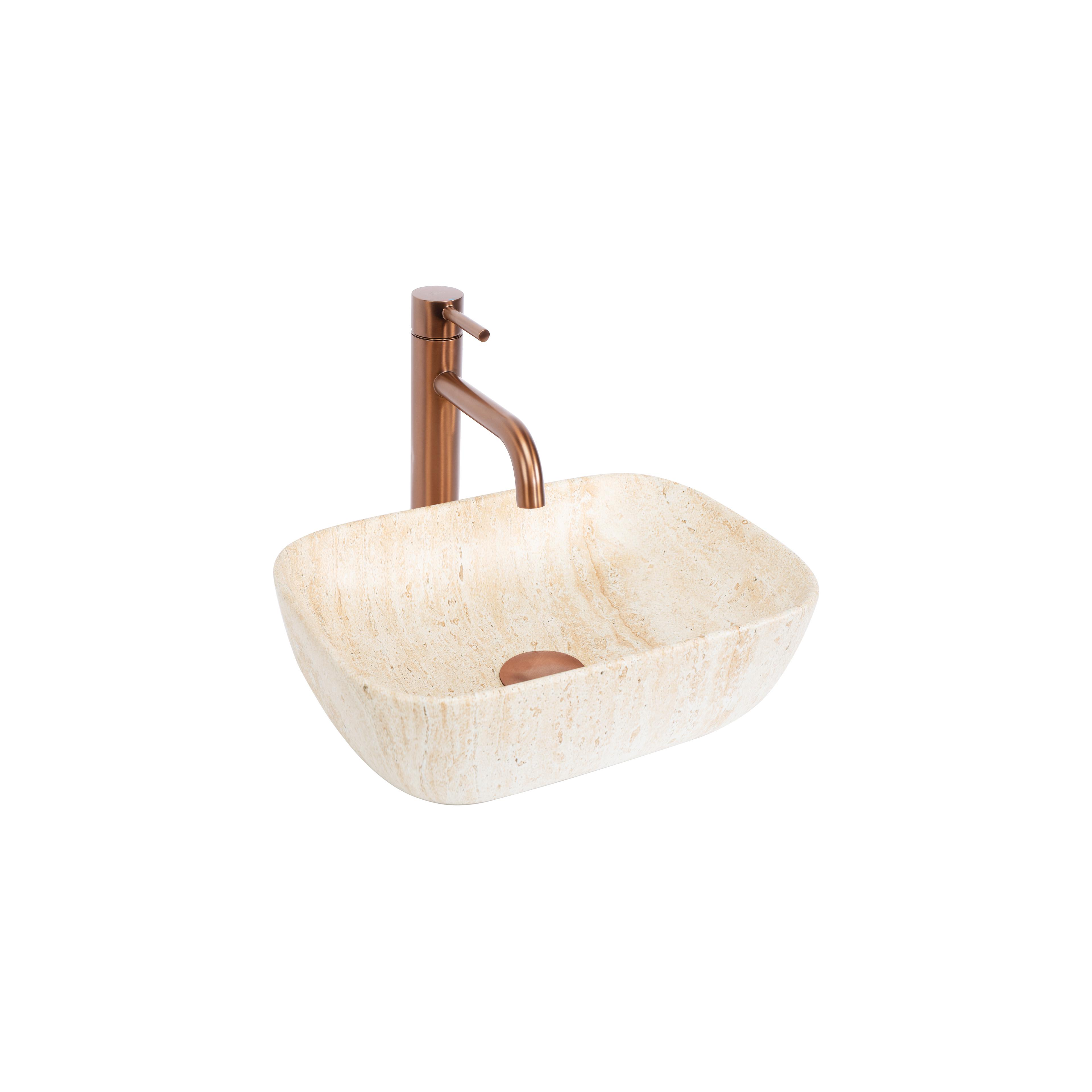 Lavabo sobre encimera Rea BELINDA MINI TRAVERTINE MATT