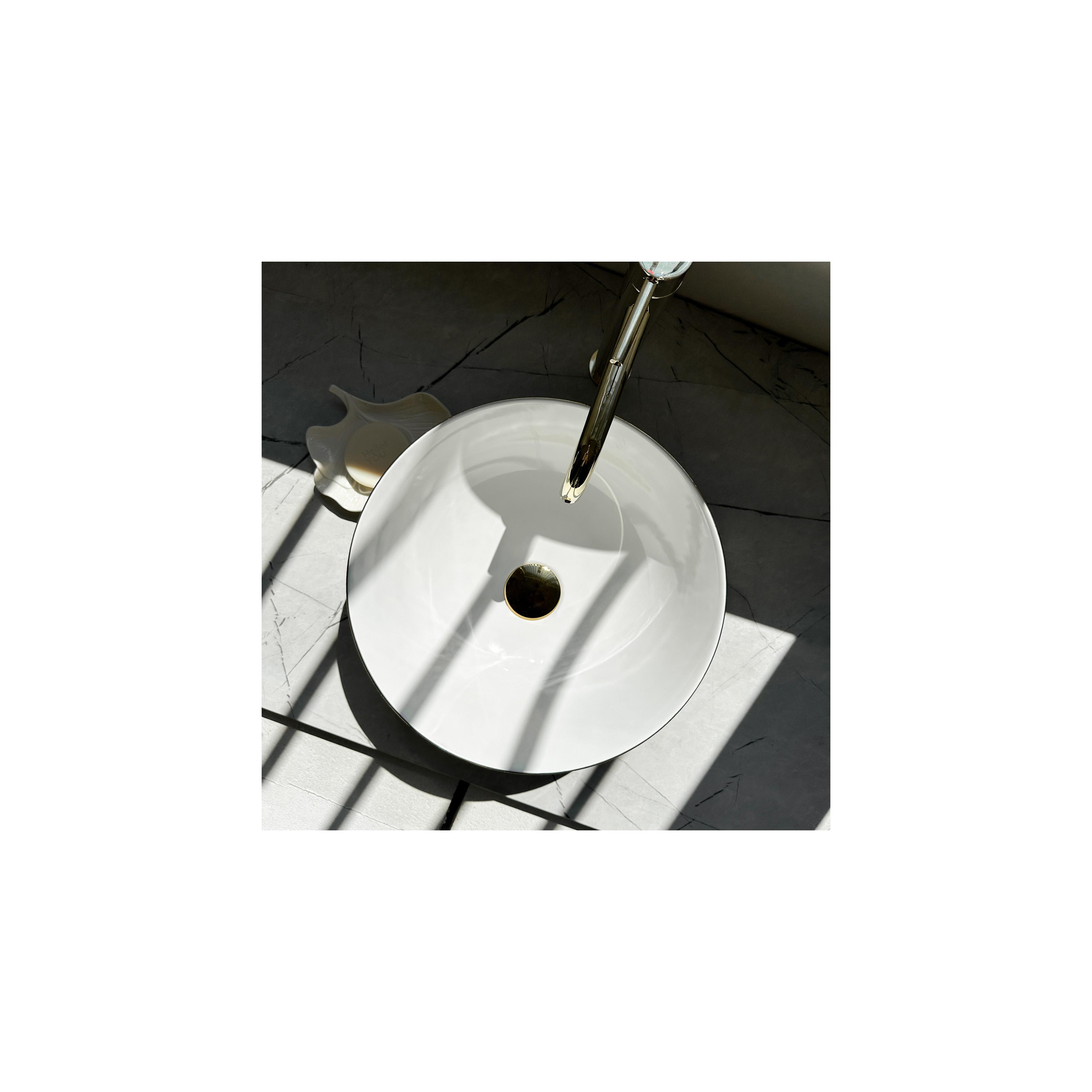 Umywalka Nablatowa REA STELLA WHITE GOLD BRUSH