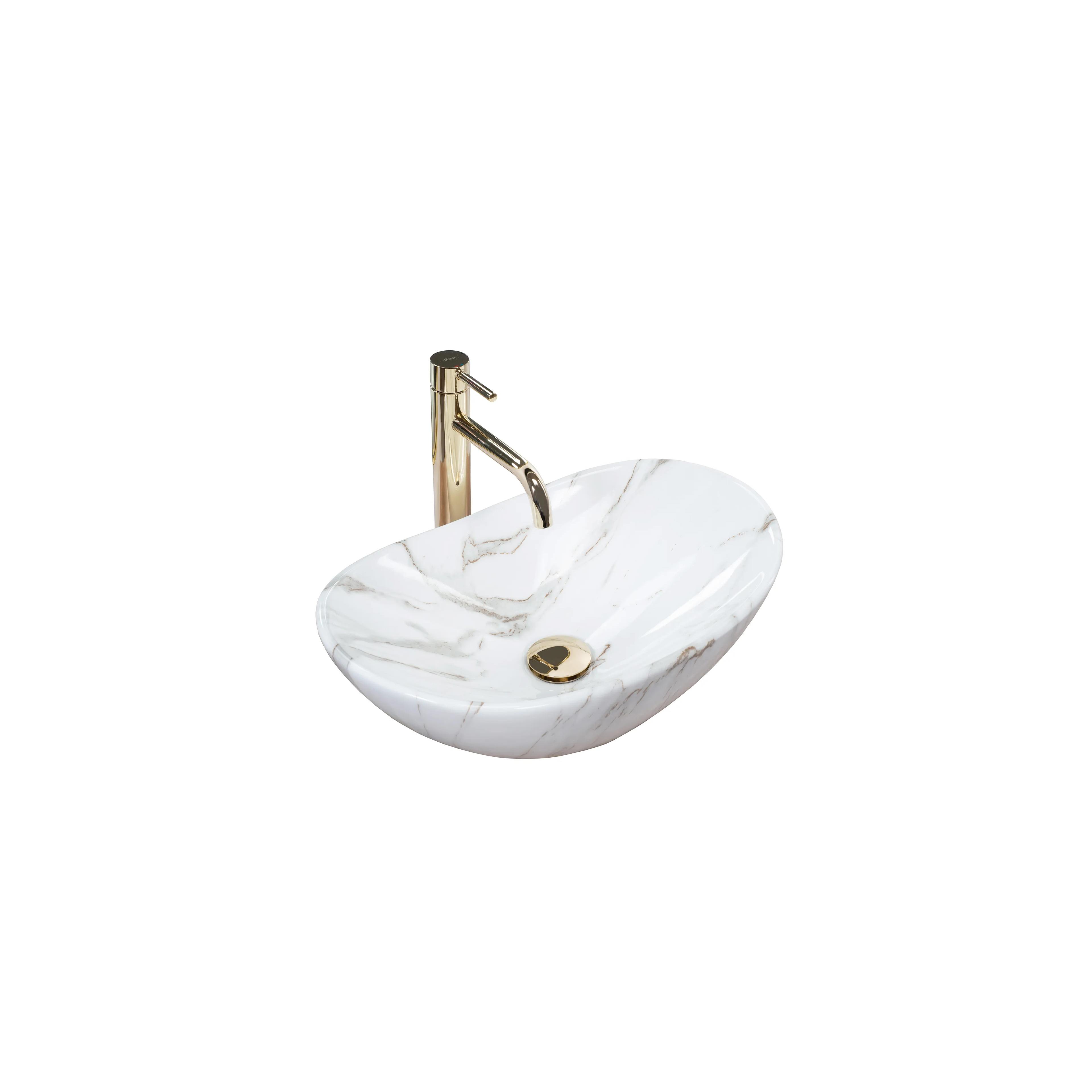 Γυαλιστερός νιπτήρας REA Royal Mini Aiax Μ 48 x Π 30,5 x Υ 14,5 cm