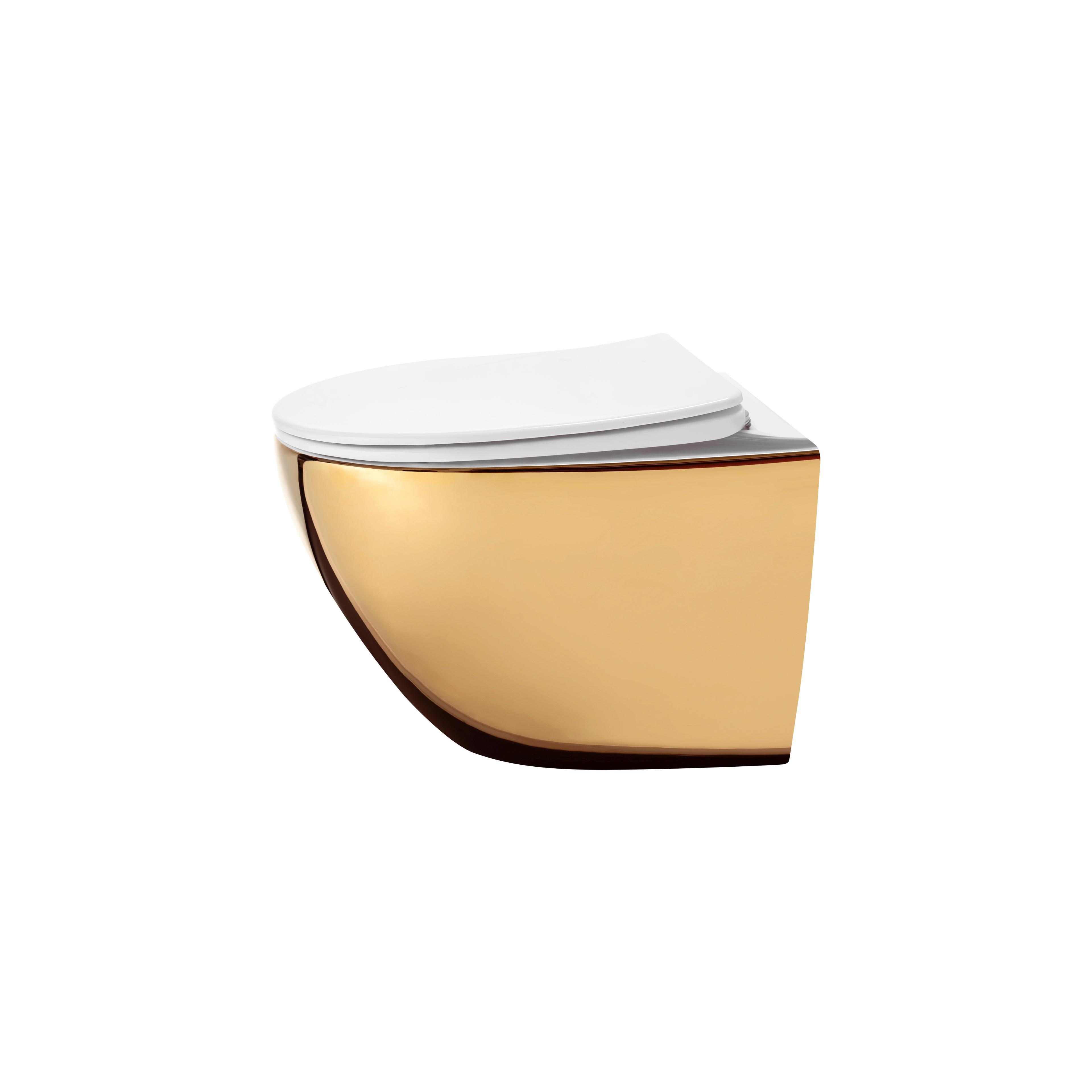 Hangende toilet Rea Carlo Mini Flat Gold White