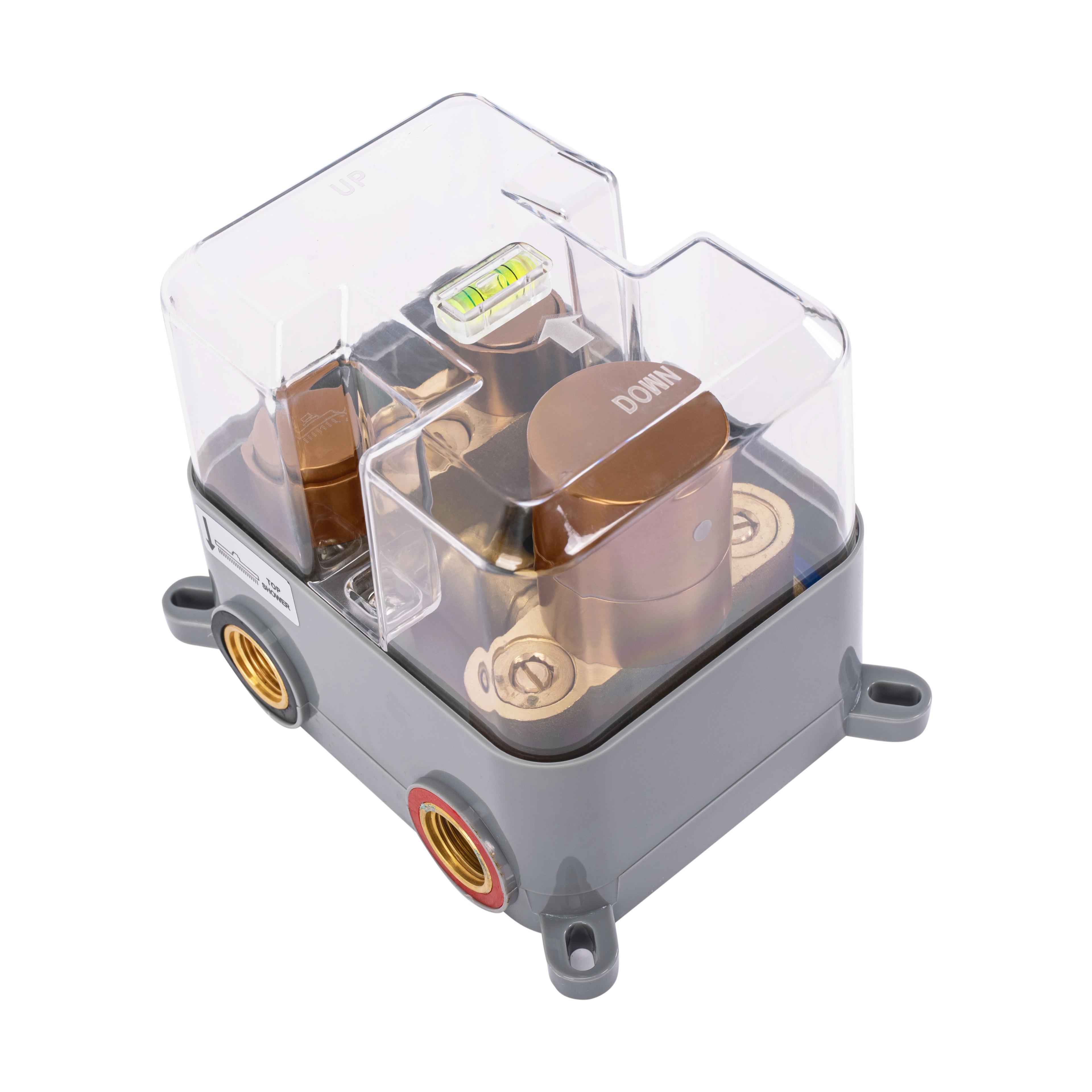 Slēptās dušas komplekts LUNGO COPPER BRUSH ar termostatu + BOX