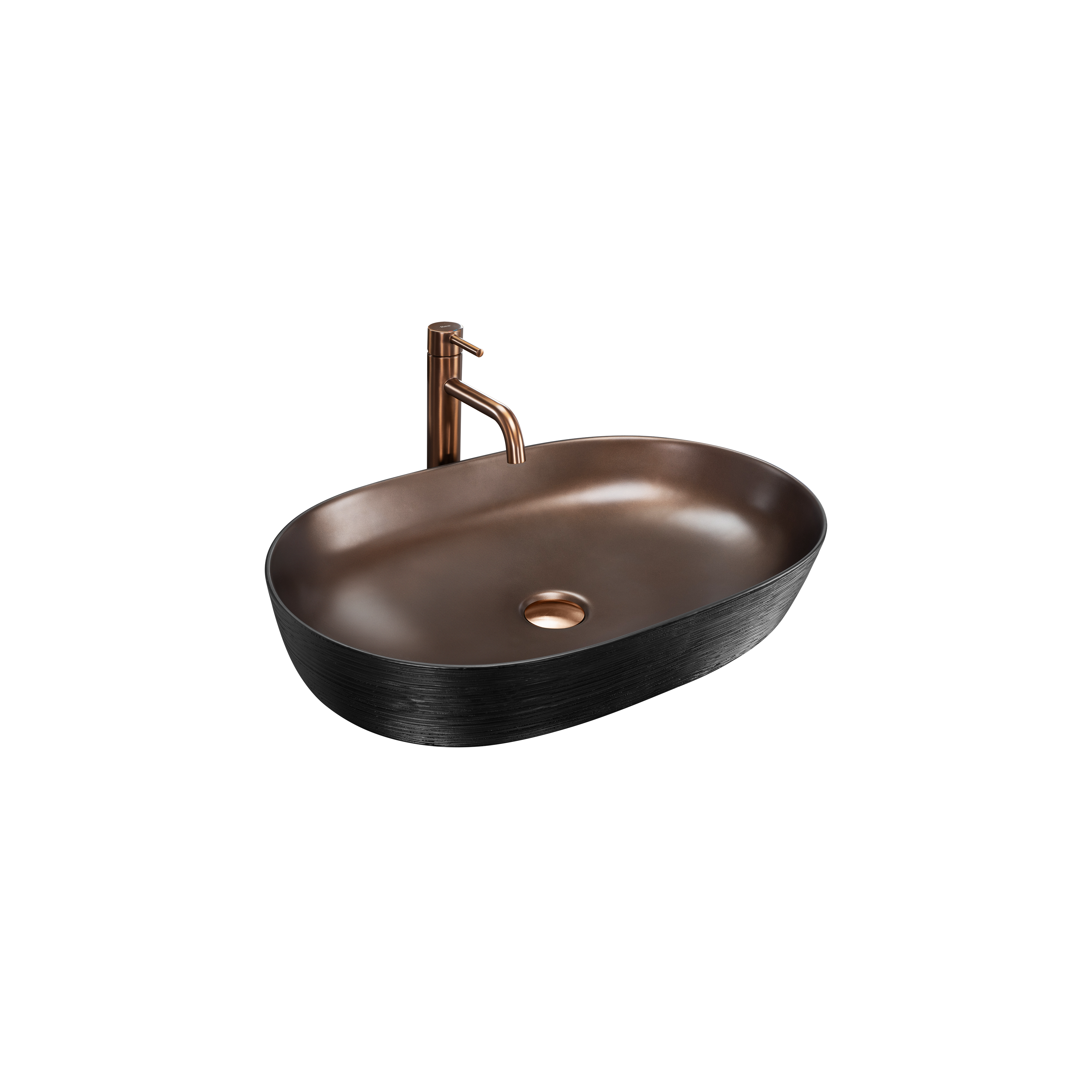 Umywalka nablatowa Rea Cleo 61 Copper Brush / Black
