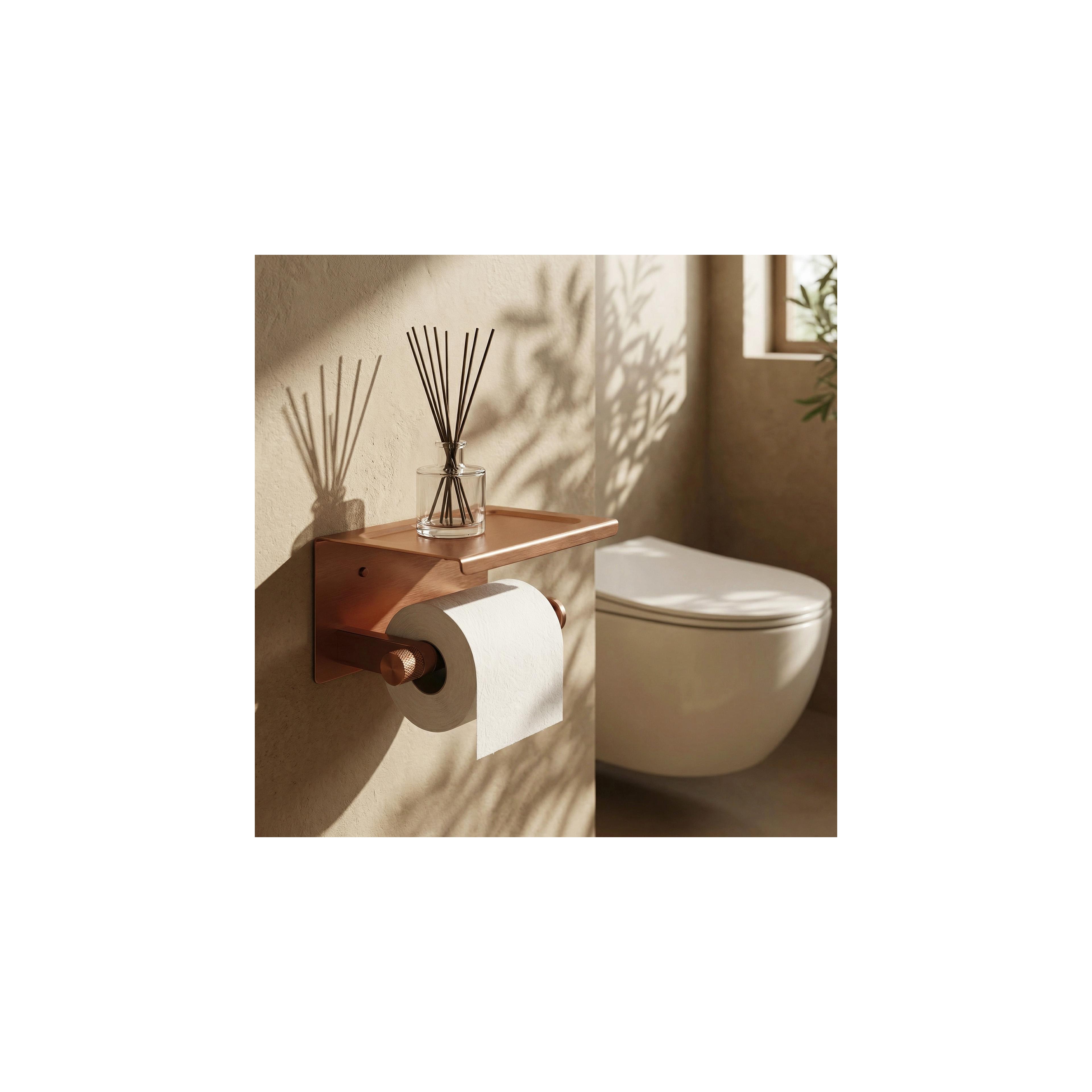Toalettpappershållare med hylla 39105A ORI Brush Copper
