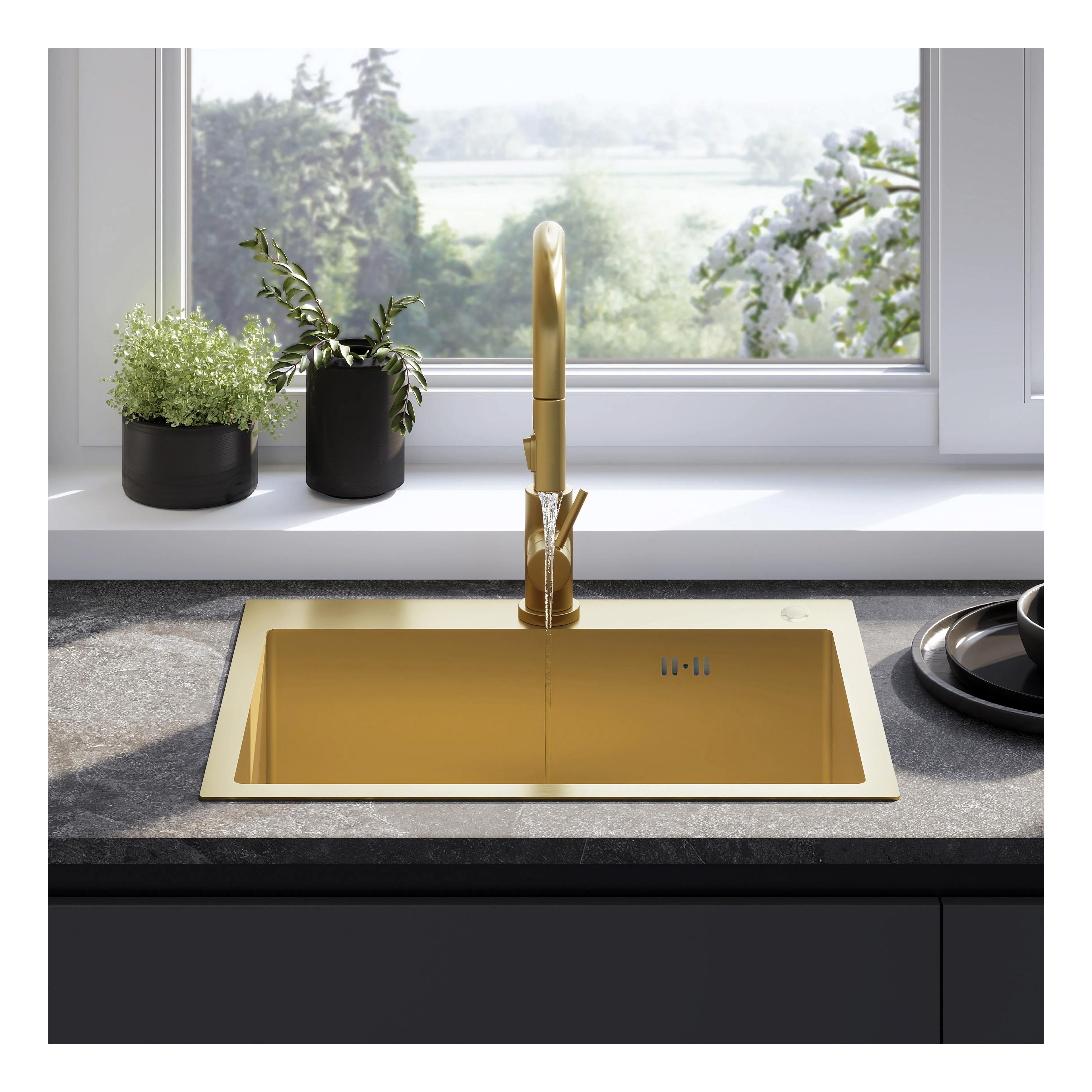 Chiuvetă inox Liam BRUSH GOLD