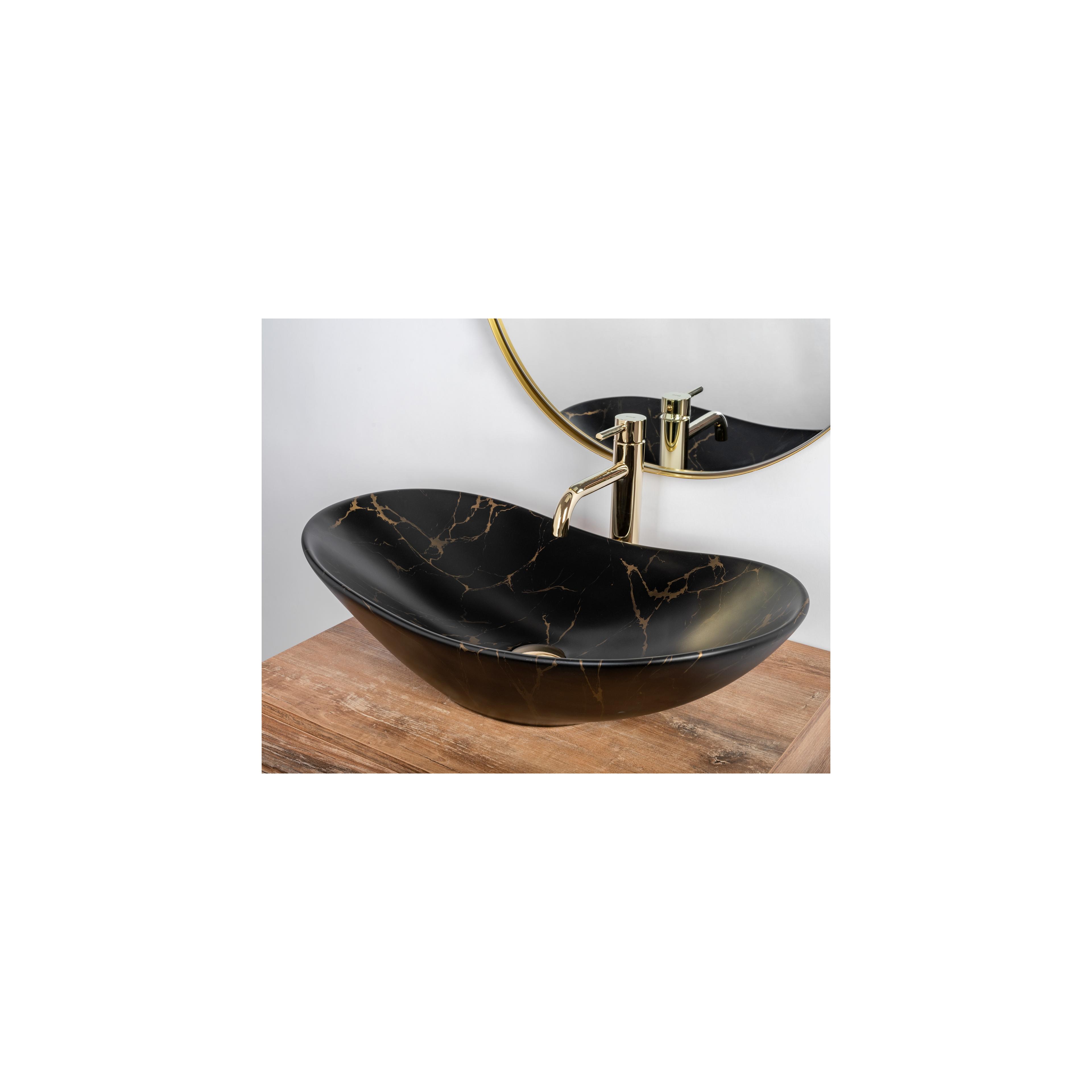 Νιπτήρας Rea Royal Black Marble Matt 60.5 x 36 x 16 cm