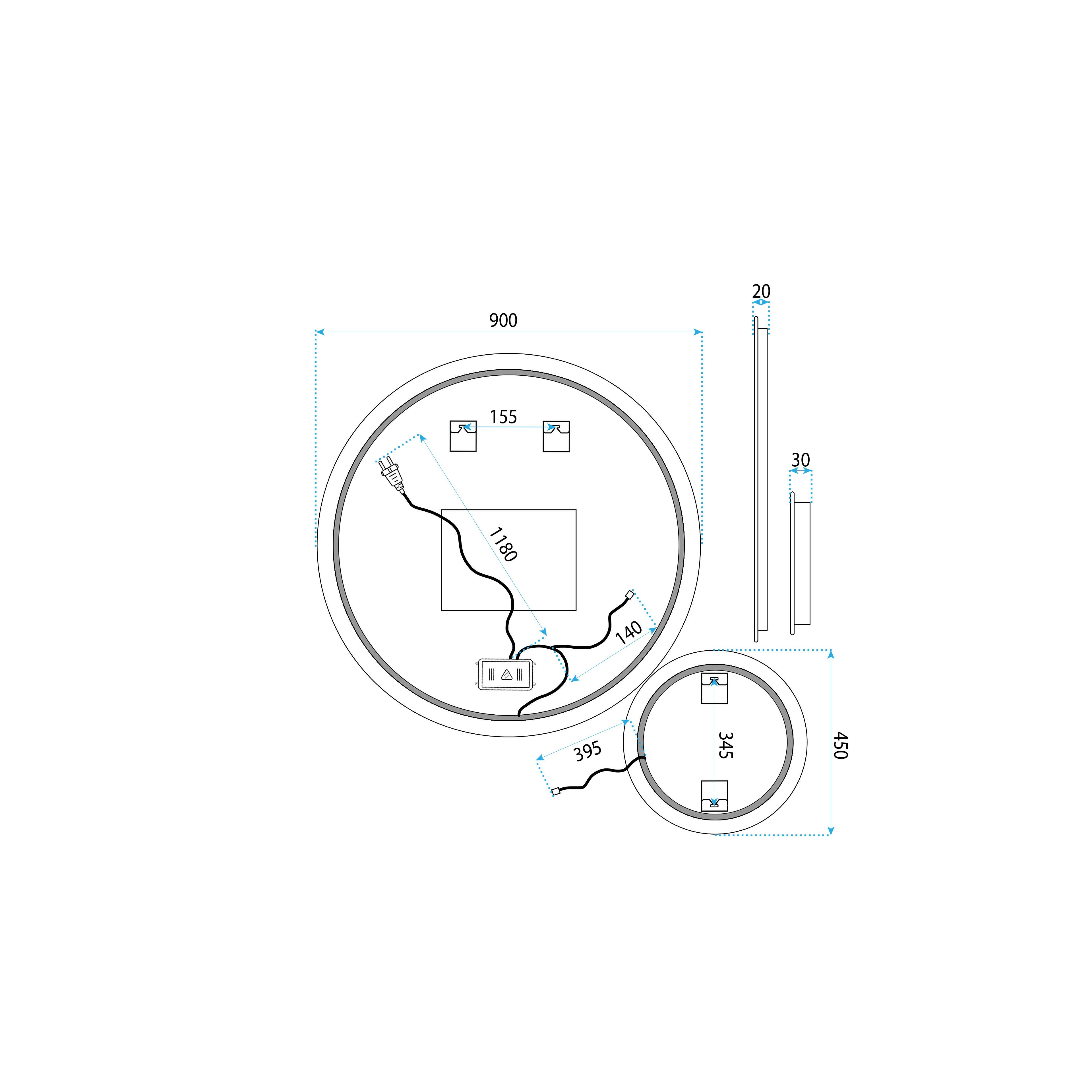 Mirror LED R-9045 90cm + 45cm