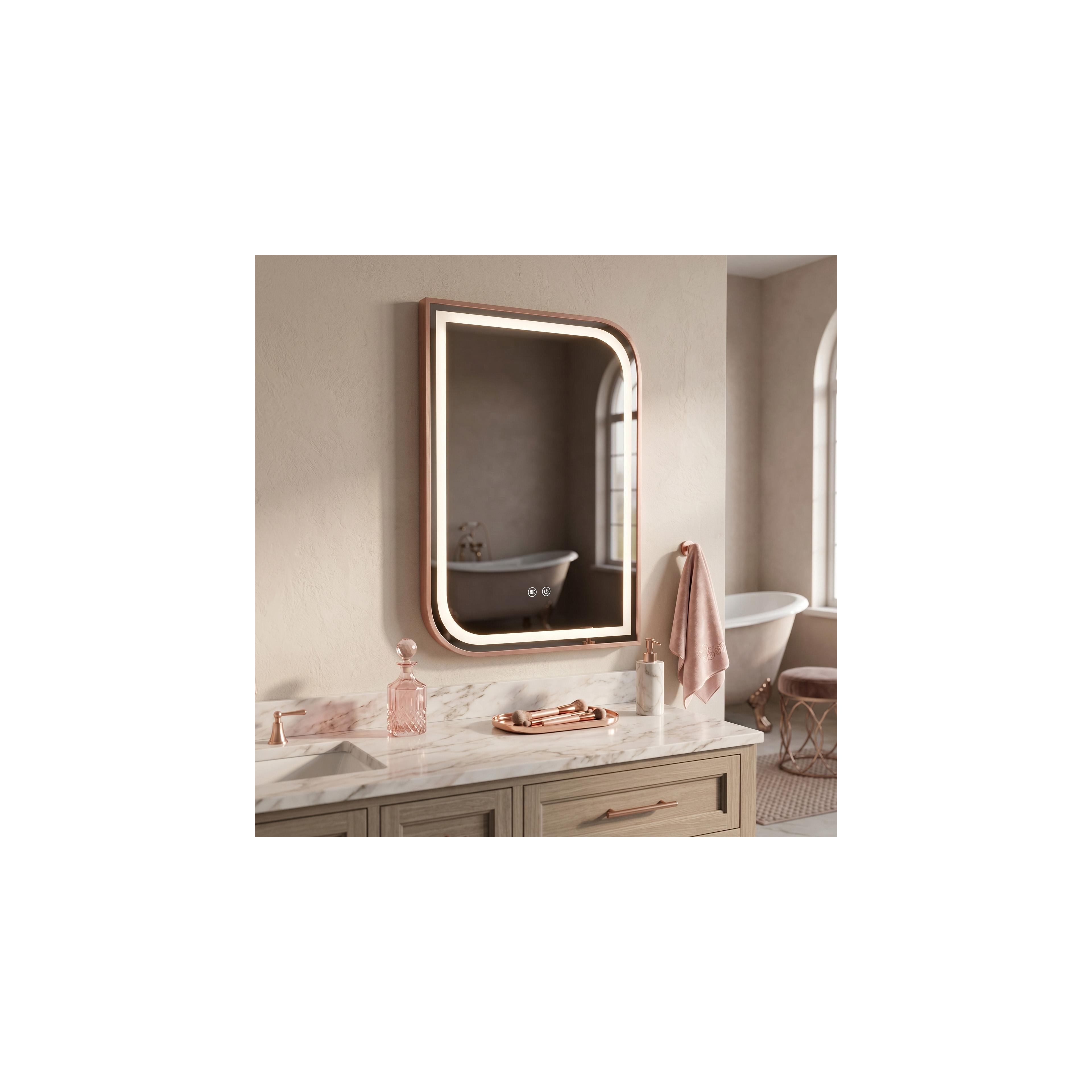 LED-VÄGGSPEGEL ZONE 70x50 BRUSH  ROSE GOLD