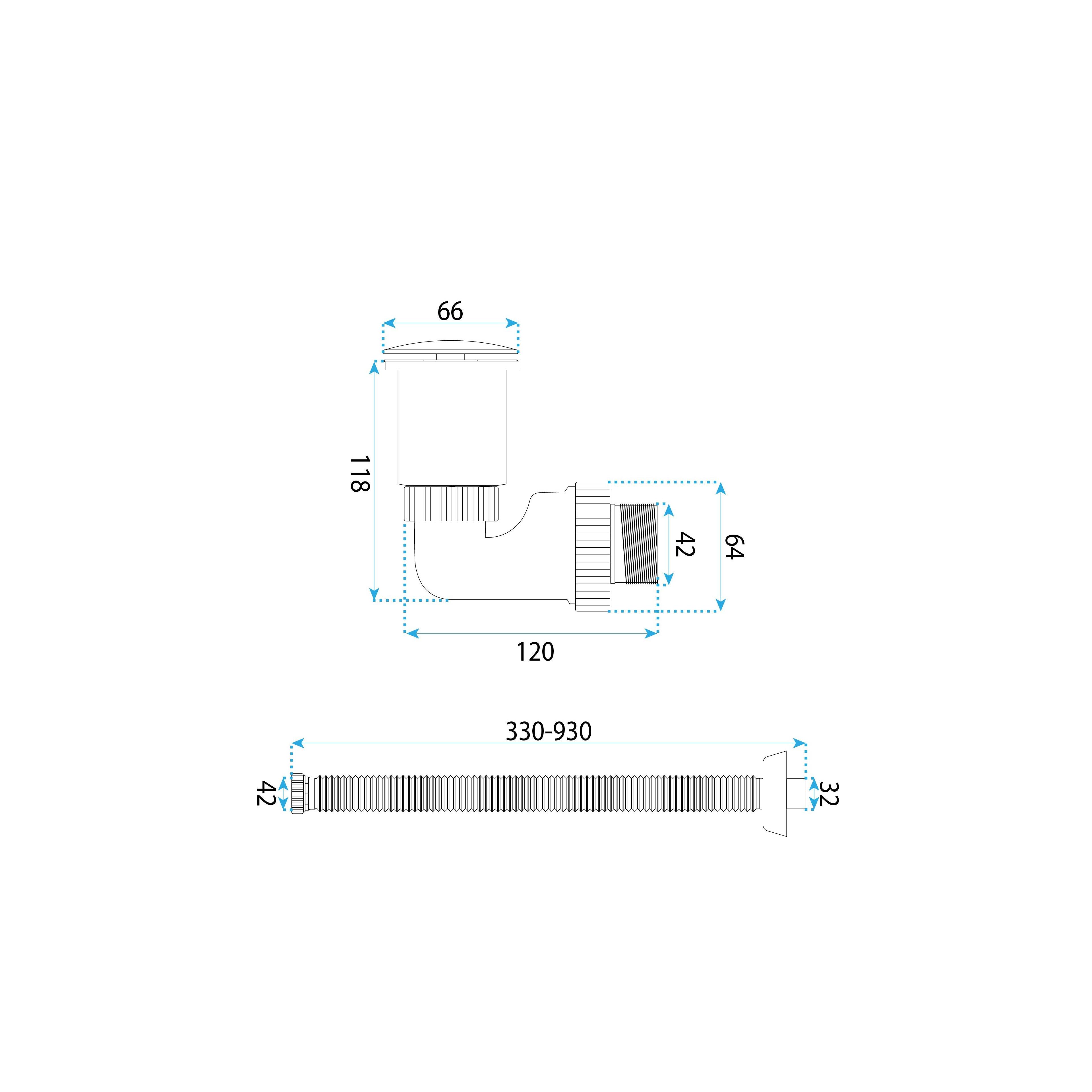 Washbasin siphon with click-clack drain REA Flow Gold