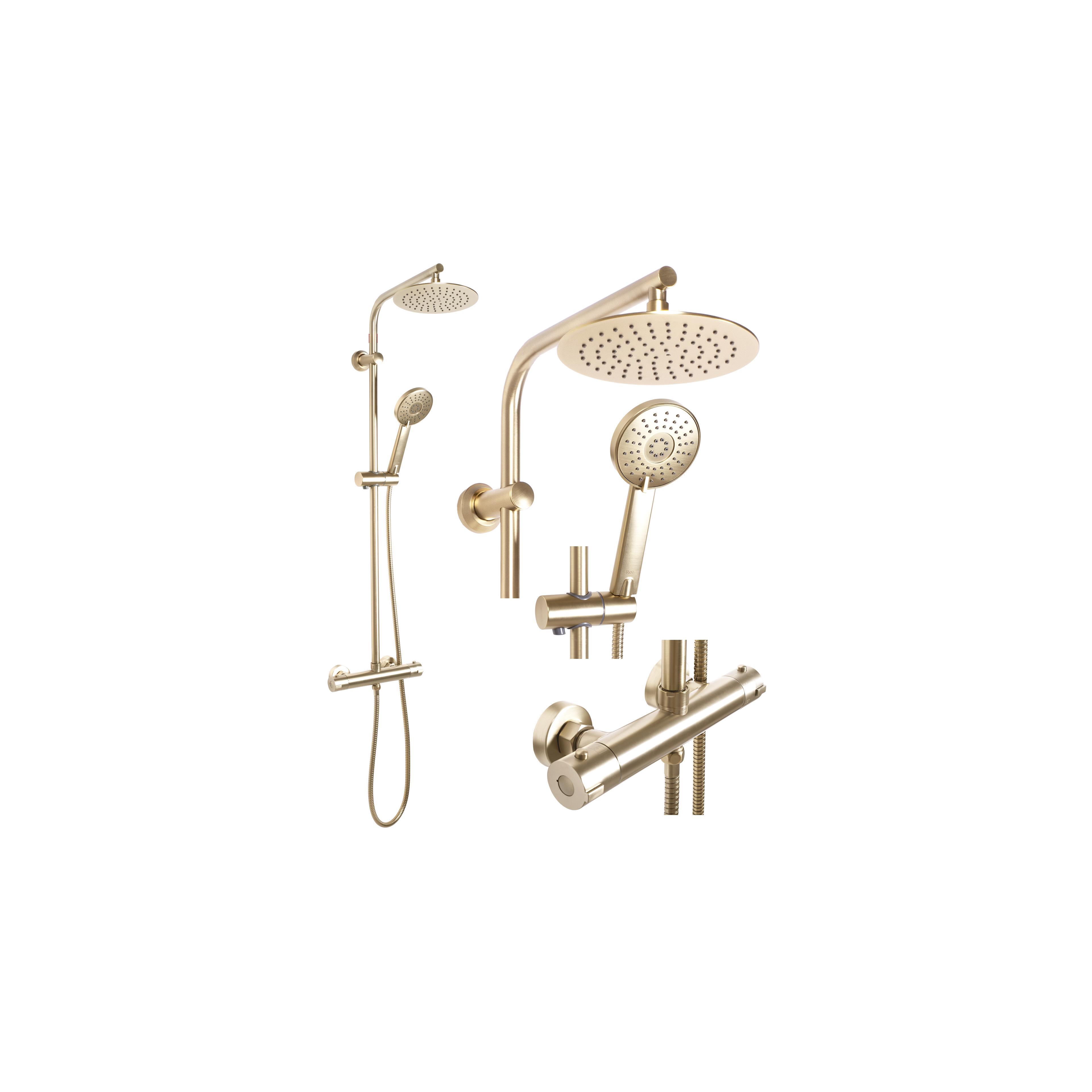 Conjunto de ducha con termostato REA Bliss brush gold