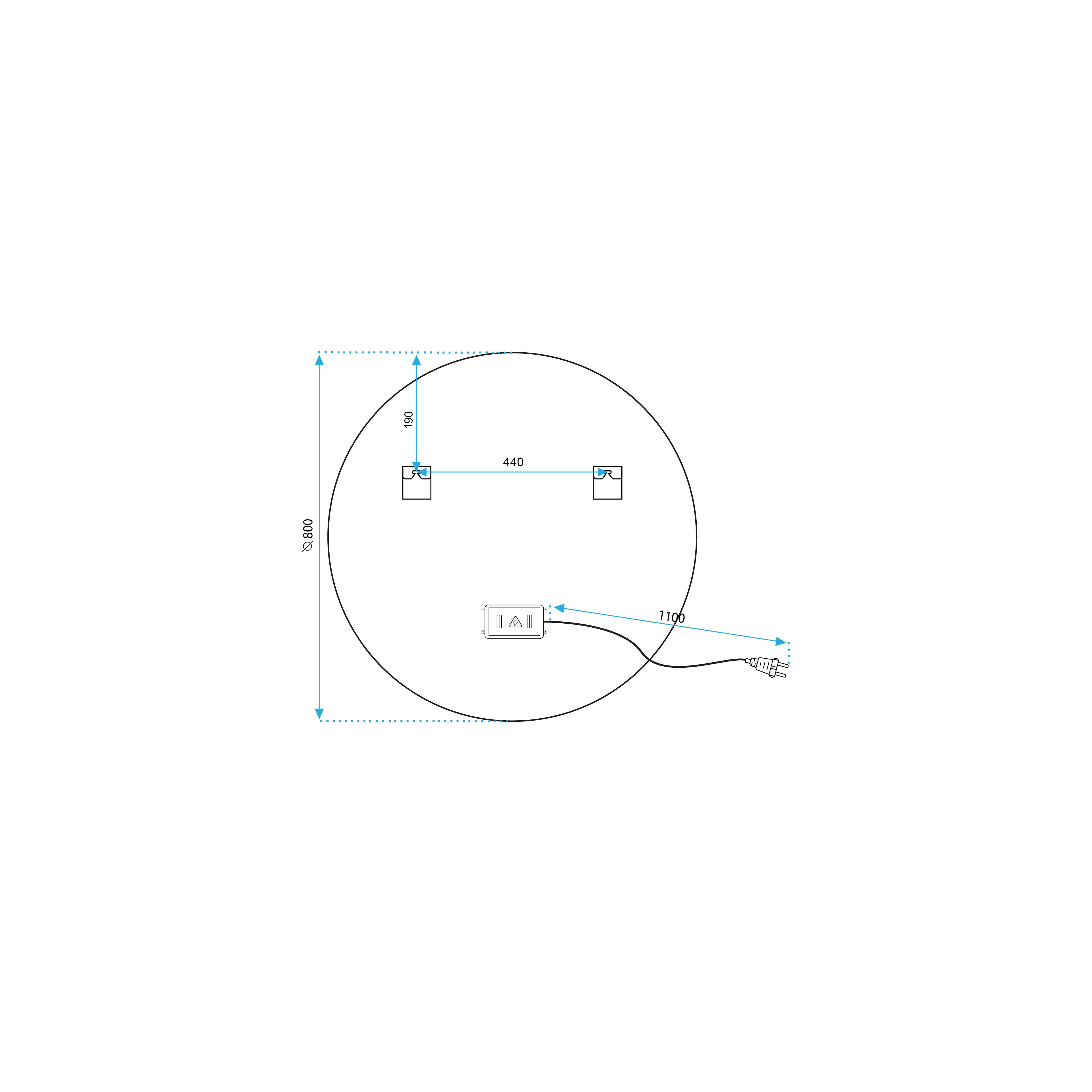 Miroir LED BLUETOOTH FFJ 80cm