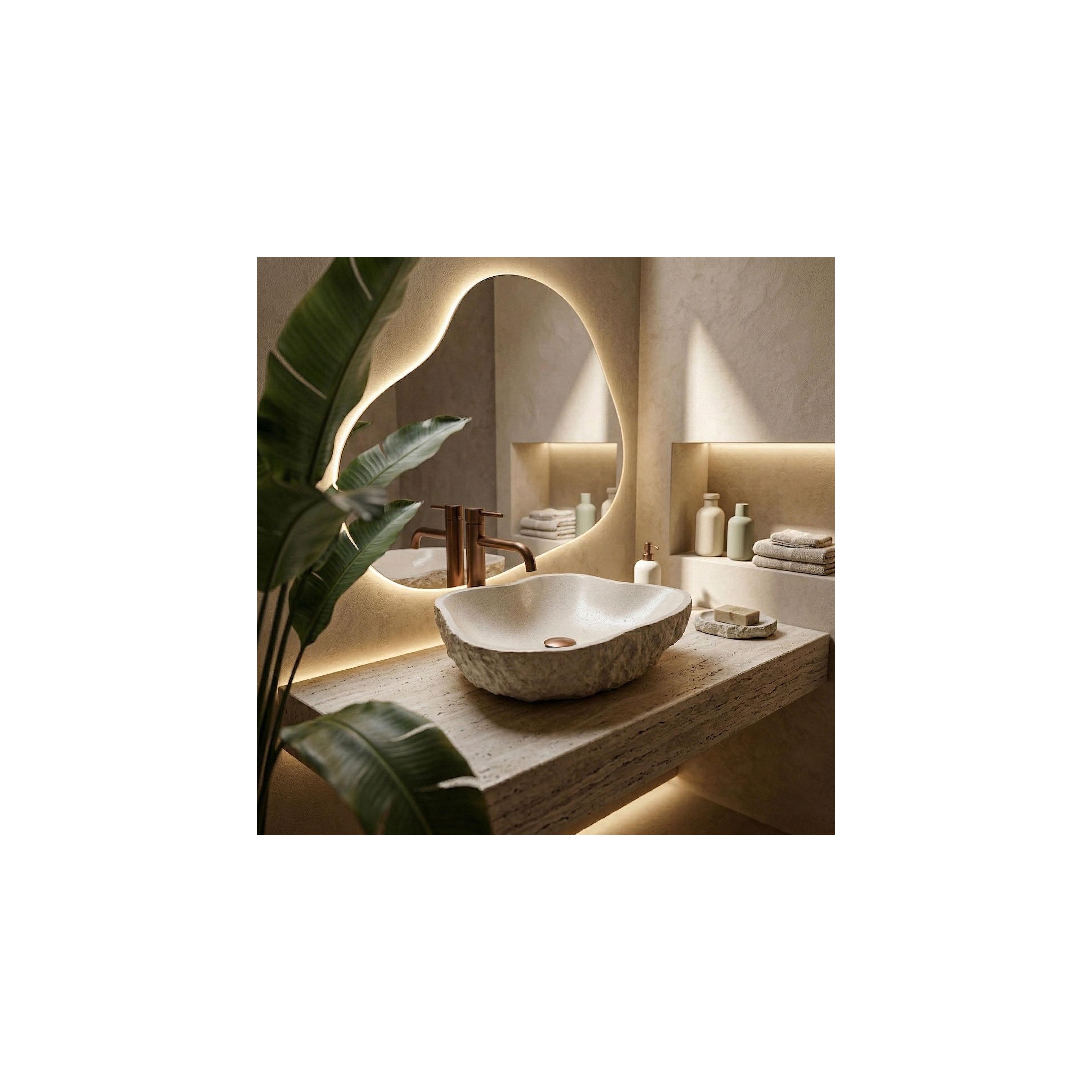Umywalka nablatowa Rea Isla Warm Beige