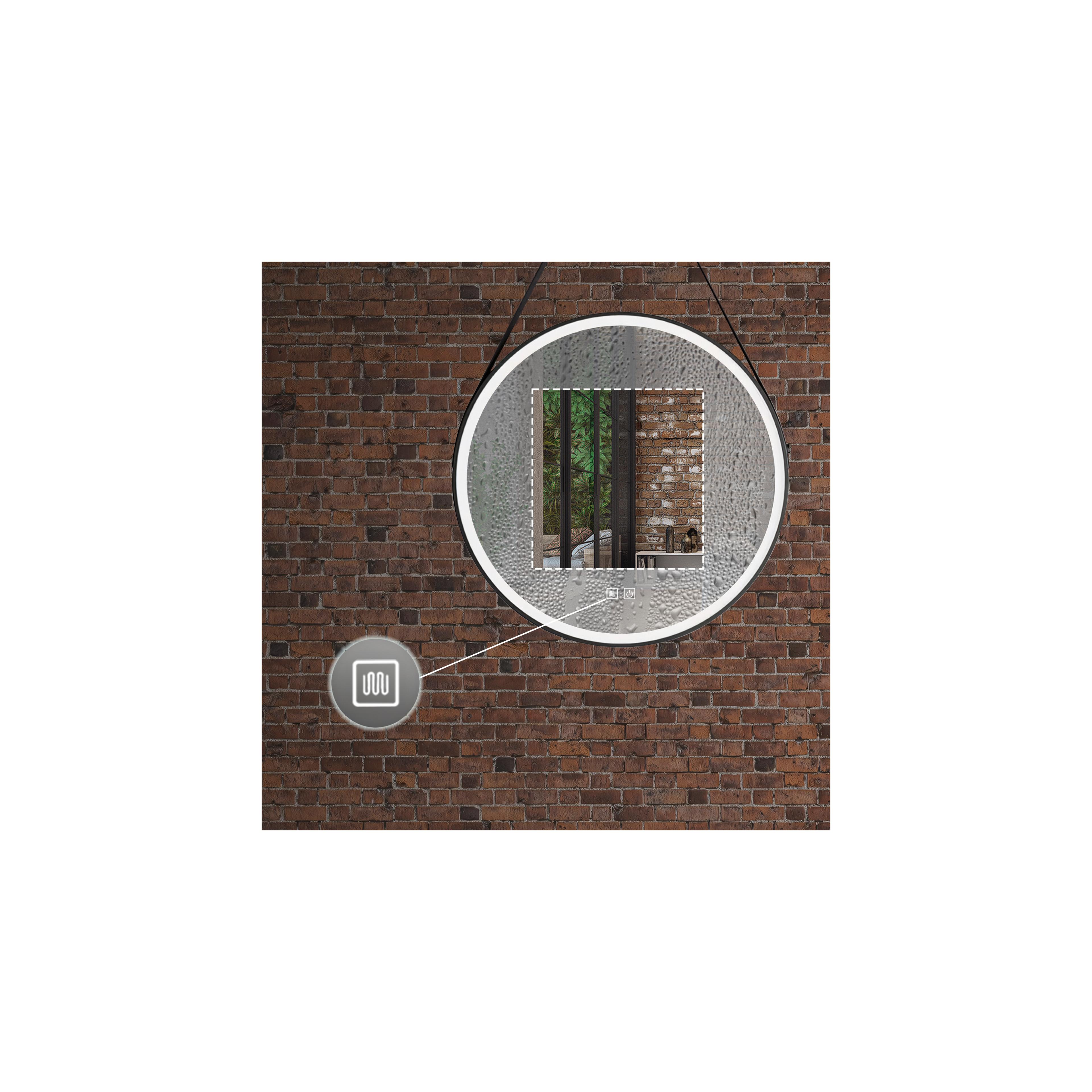 Round LED Mirror Hanging on Strap 70 cm 104