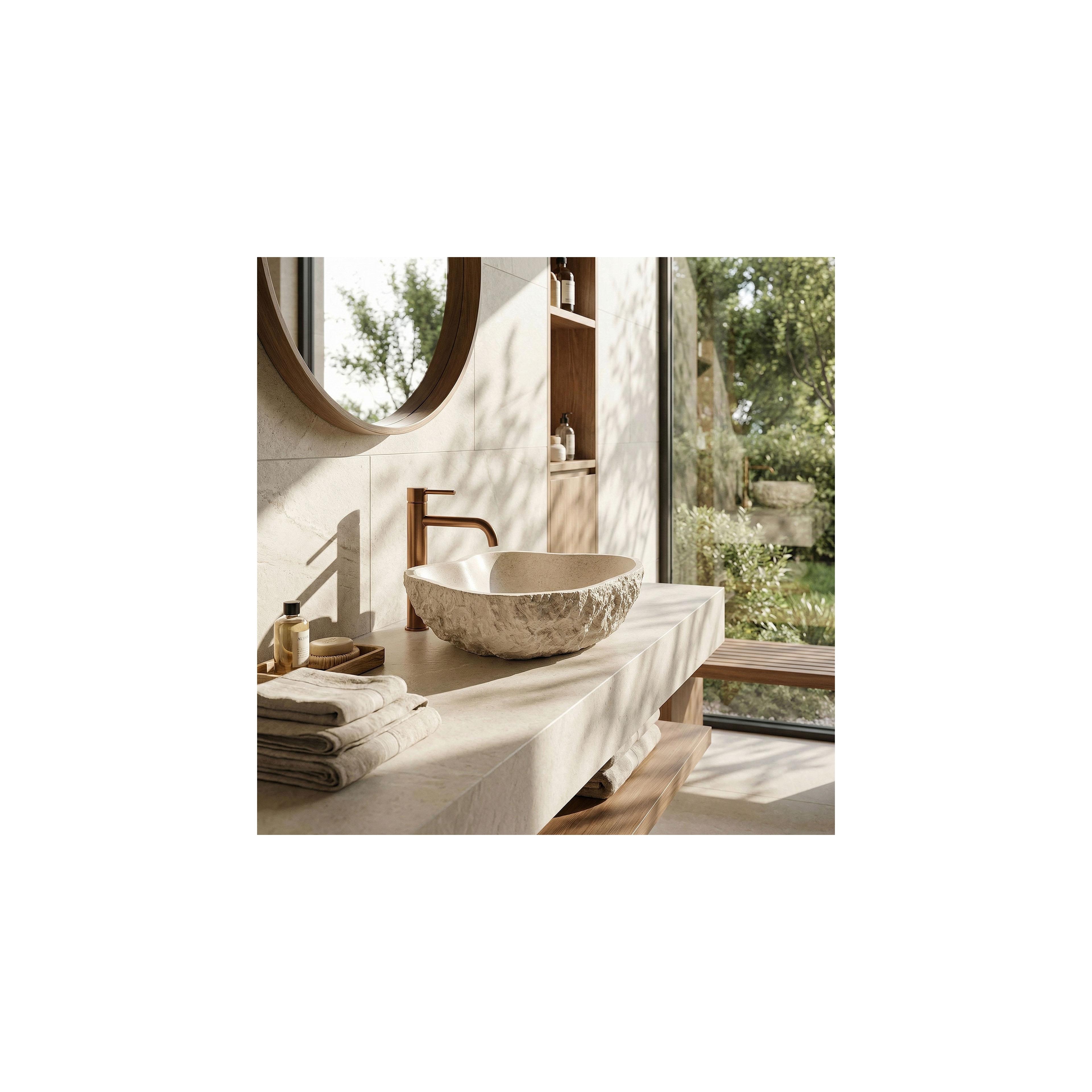 Umywalka nablatowa Rea Isla Warm Beige