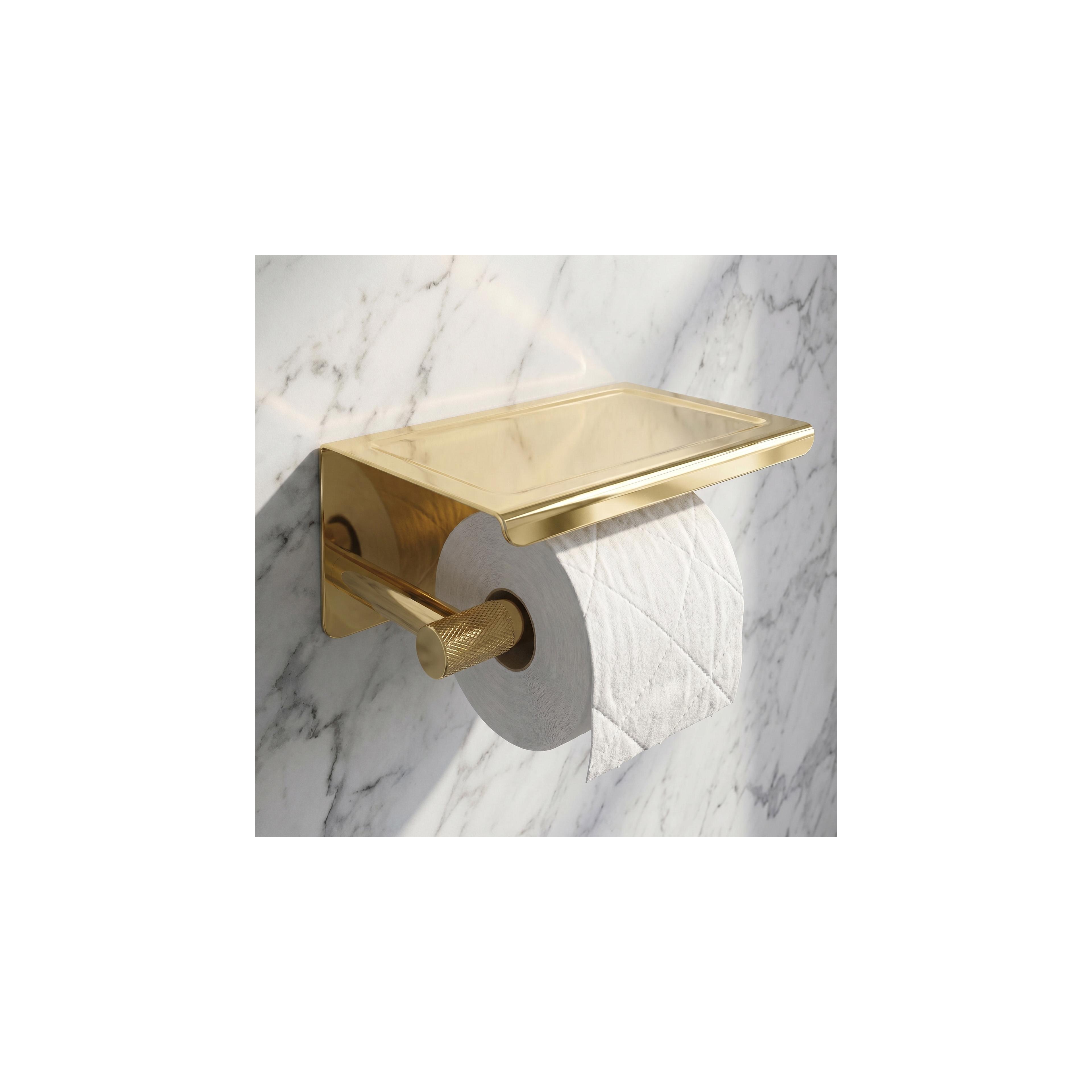Toilet paper holder with shelf 6613 Modern Gold