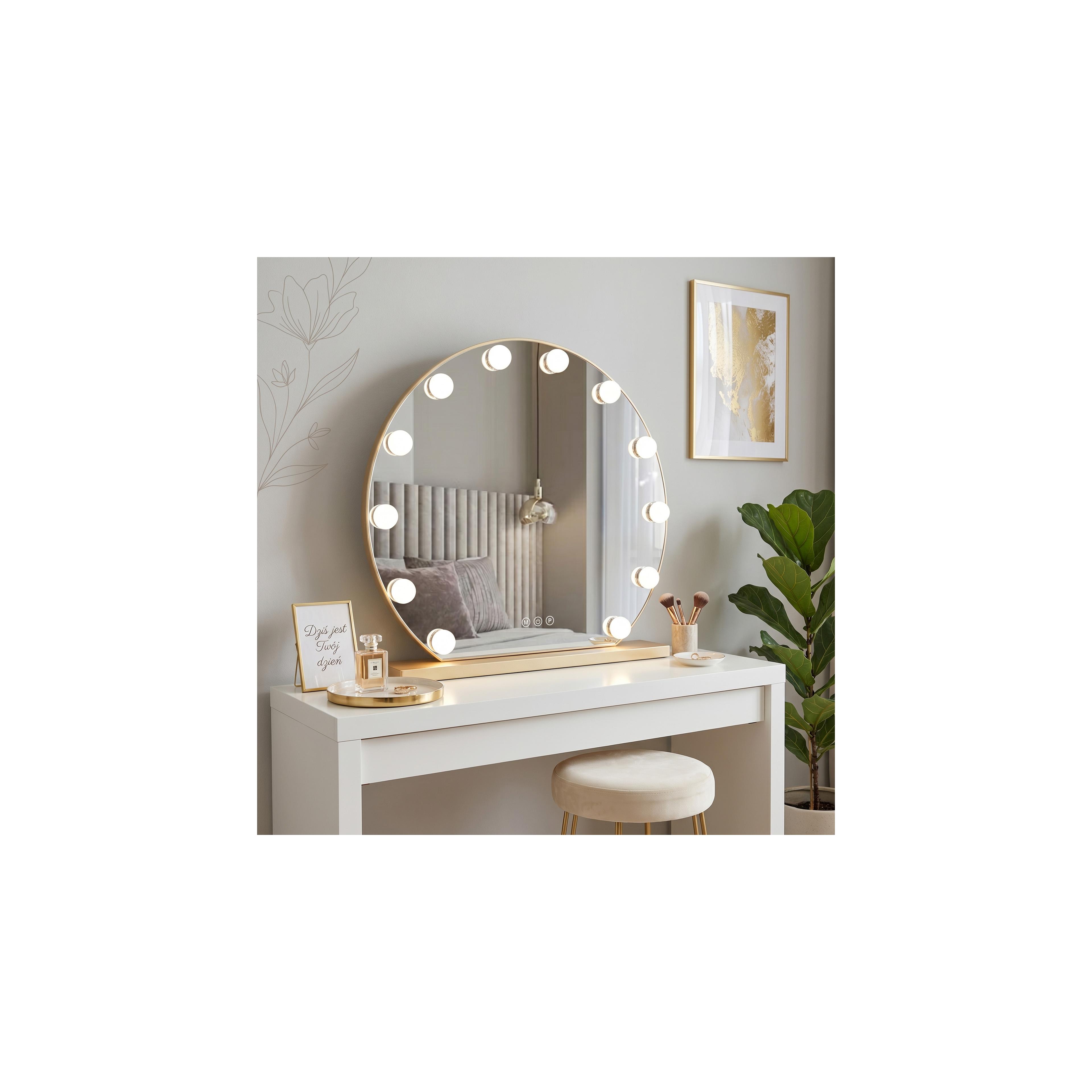 Дзеркало LED HOLLYWOOD L. Gold 50 cm