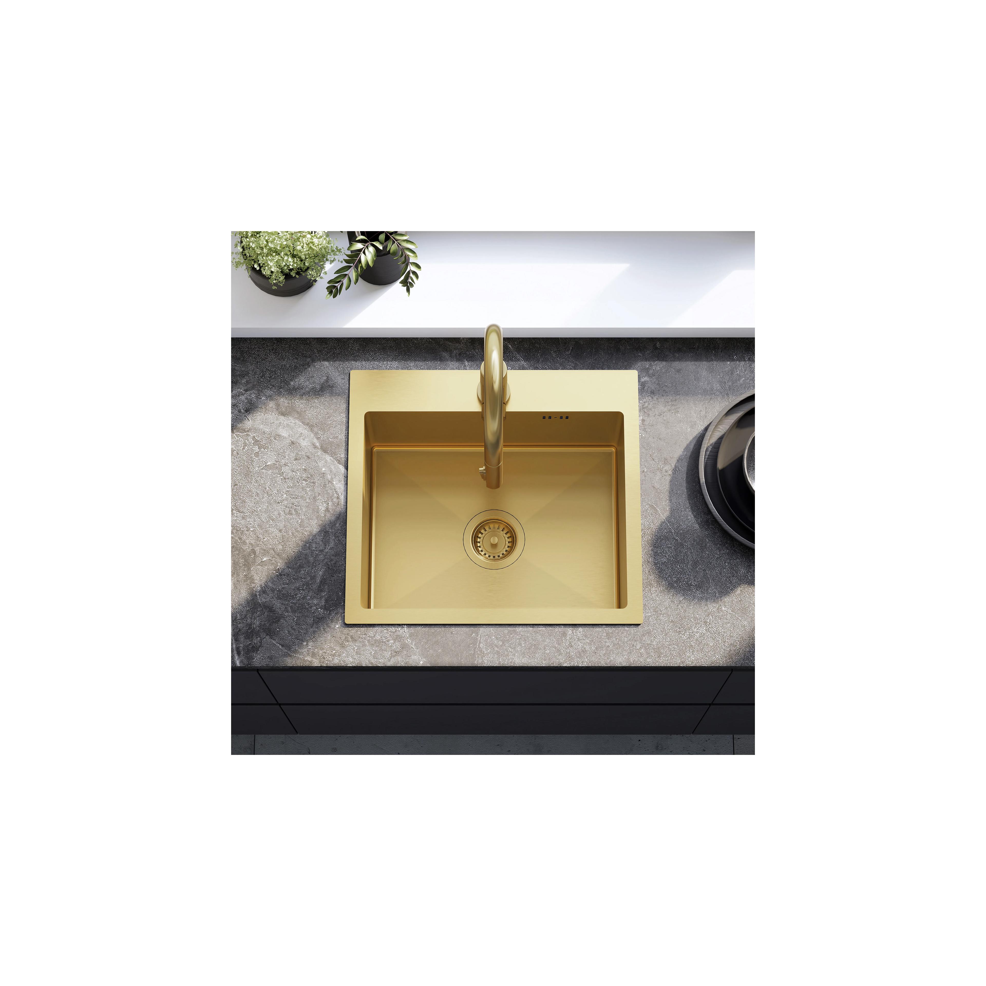 Chiuvetă inox Leo 50 BRUSH GOLD
