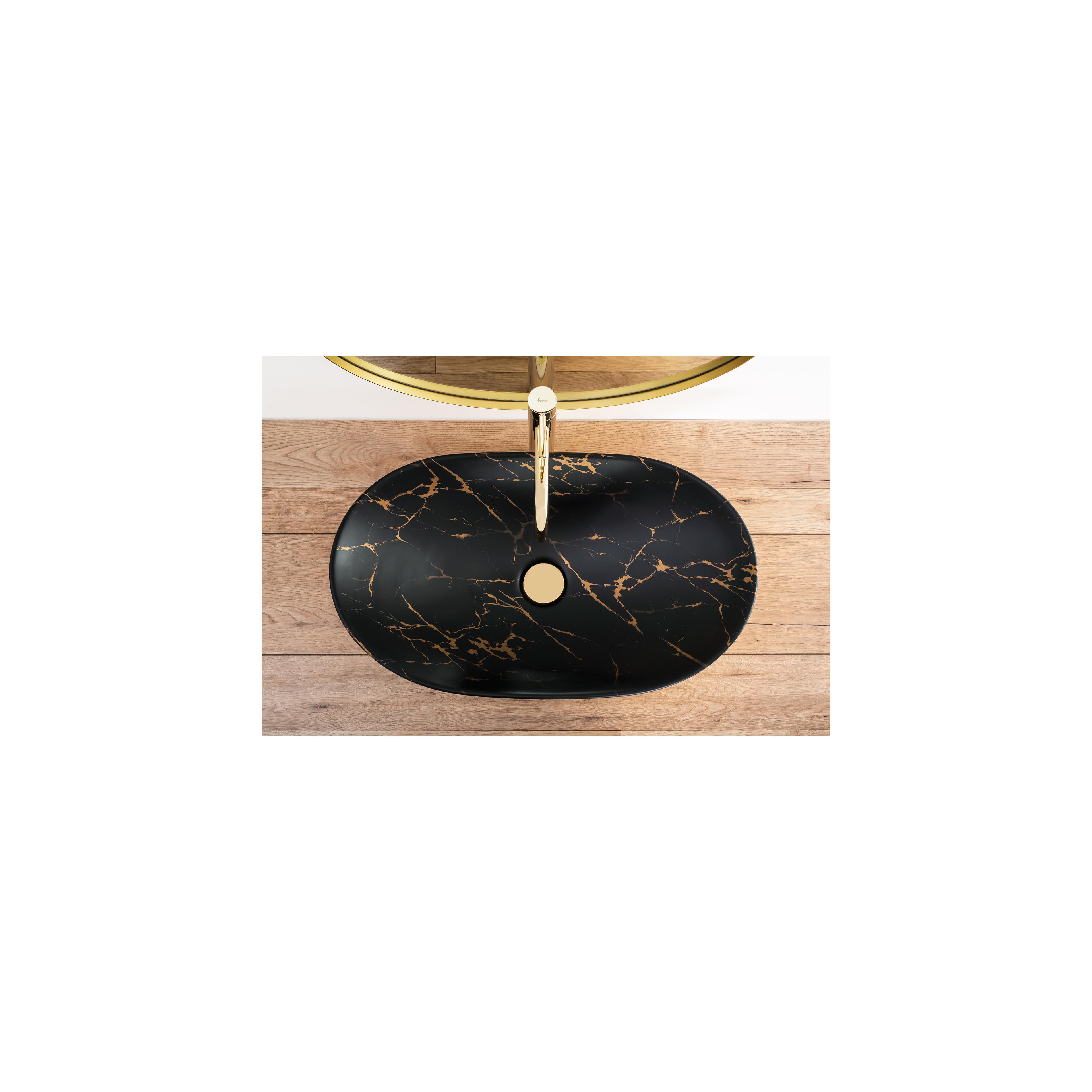 Lavabo da appoggio REA Royal In Black Marble Gold
