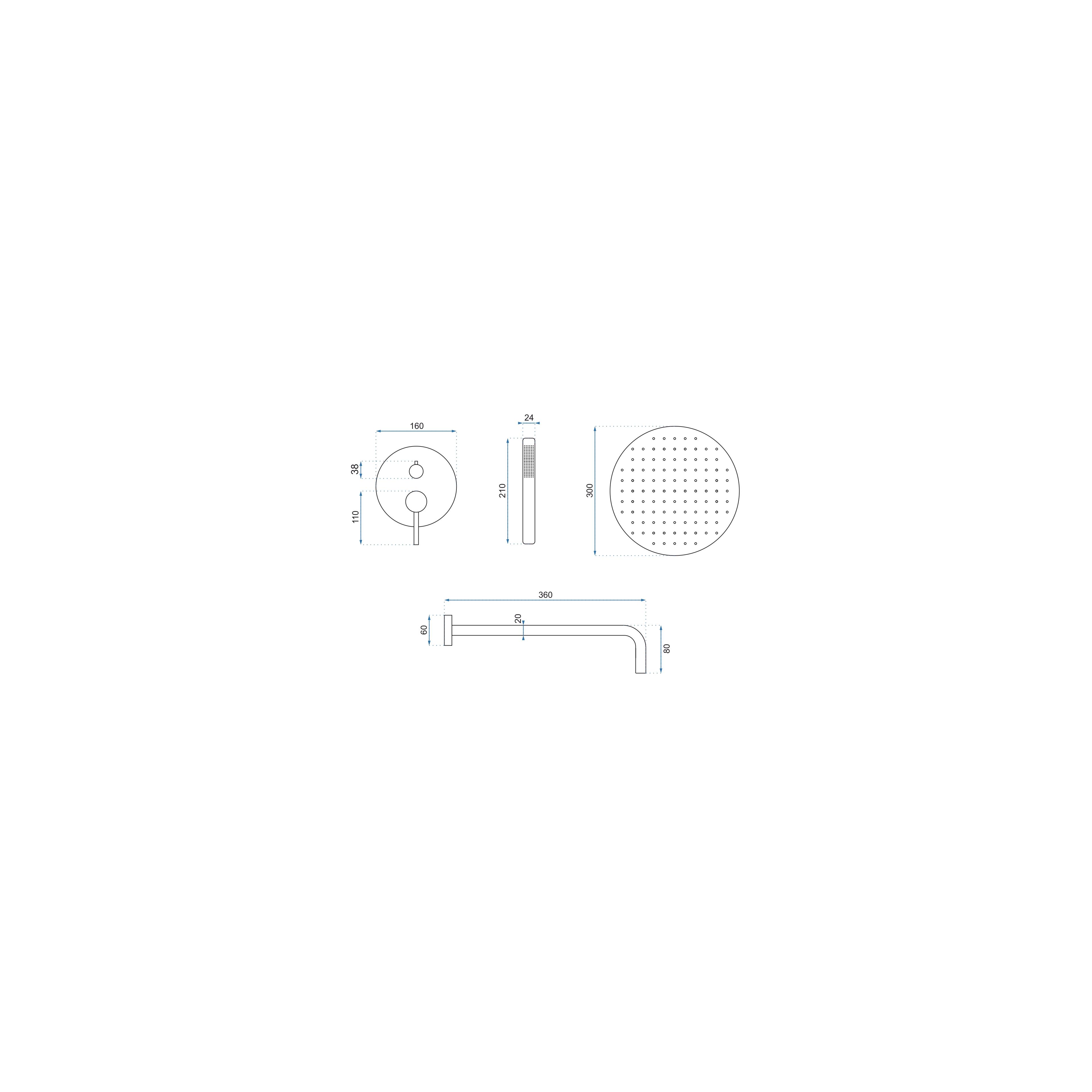 Podžbukni Tuš set REA Lungo chrome + BOX