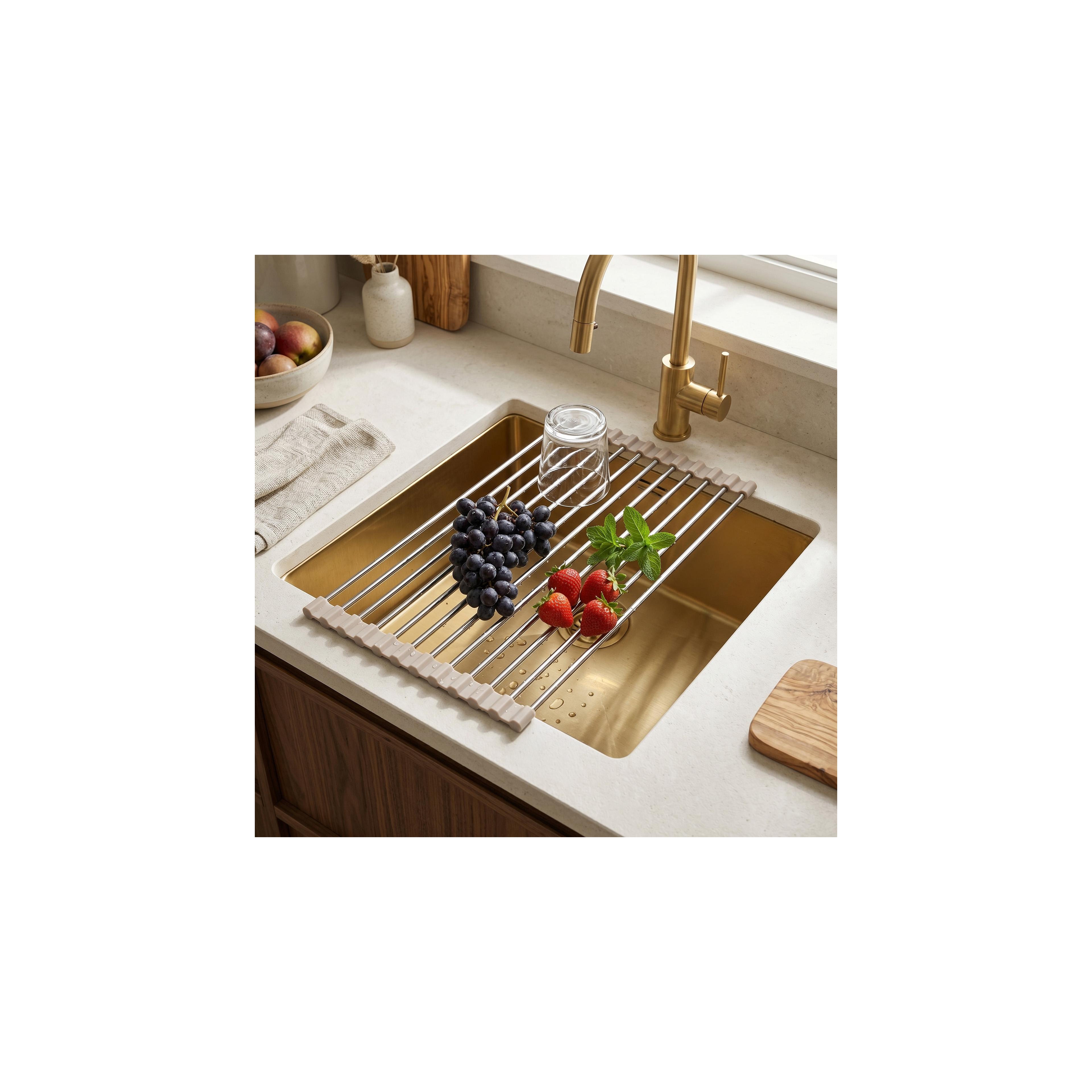 Roll-up dish drying rack for sink REA P12298B Beige