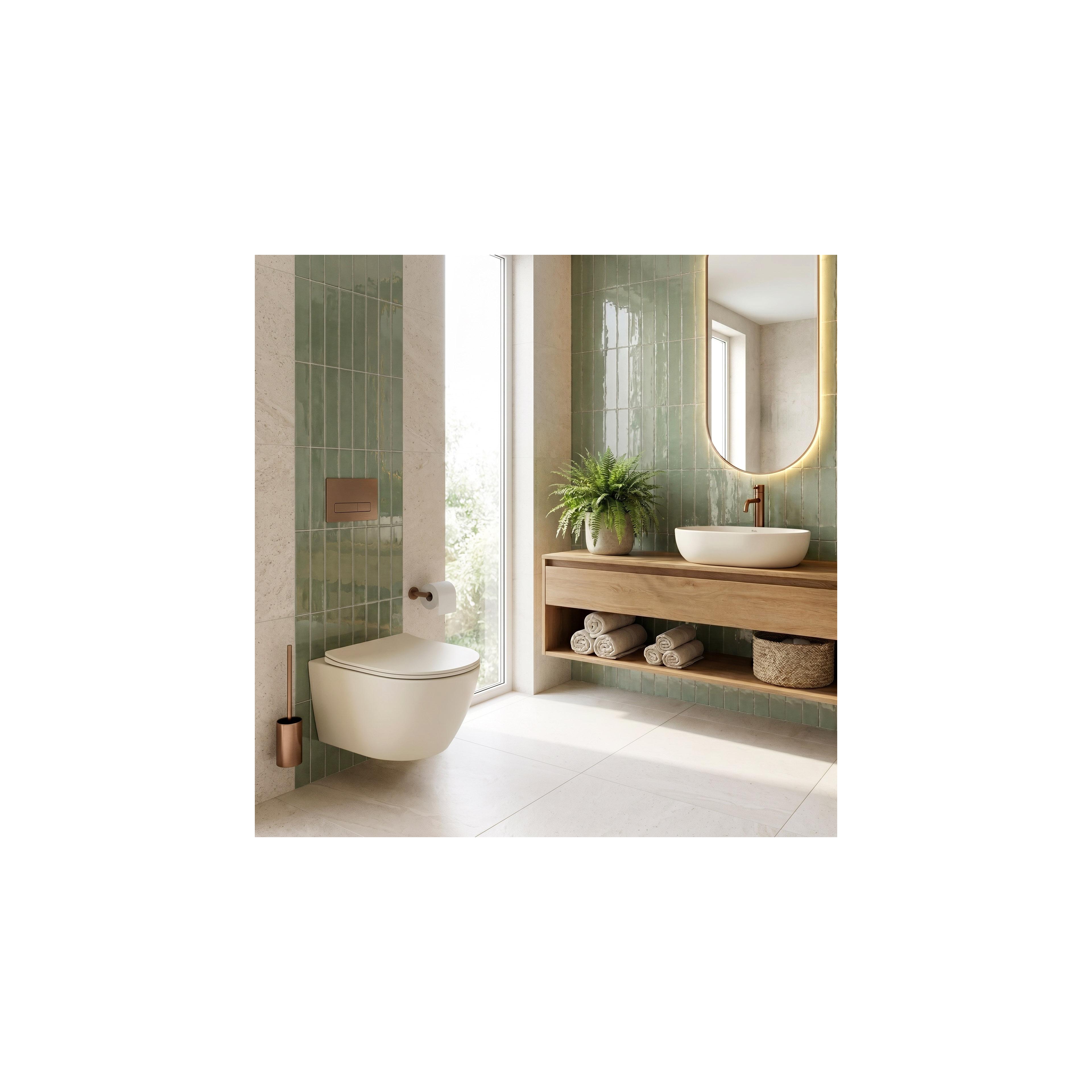 Ensemble WC Suspendu Focus + Lavabo à Poser Rea Focus Creme
