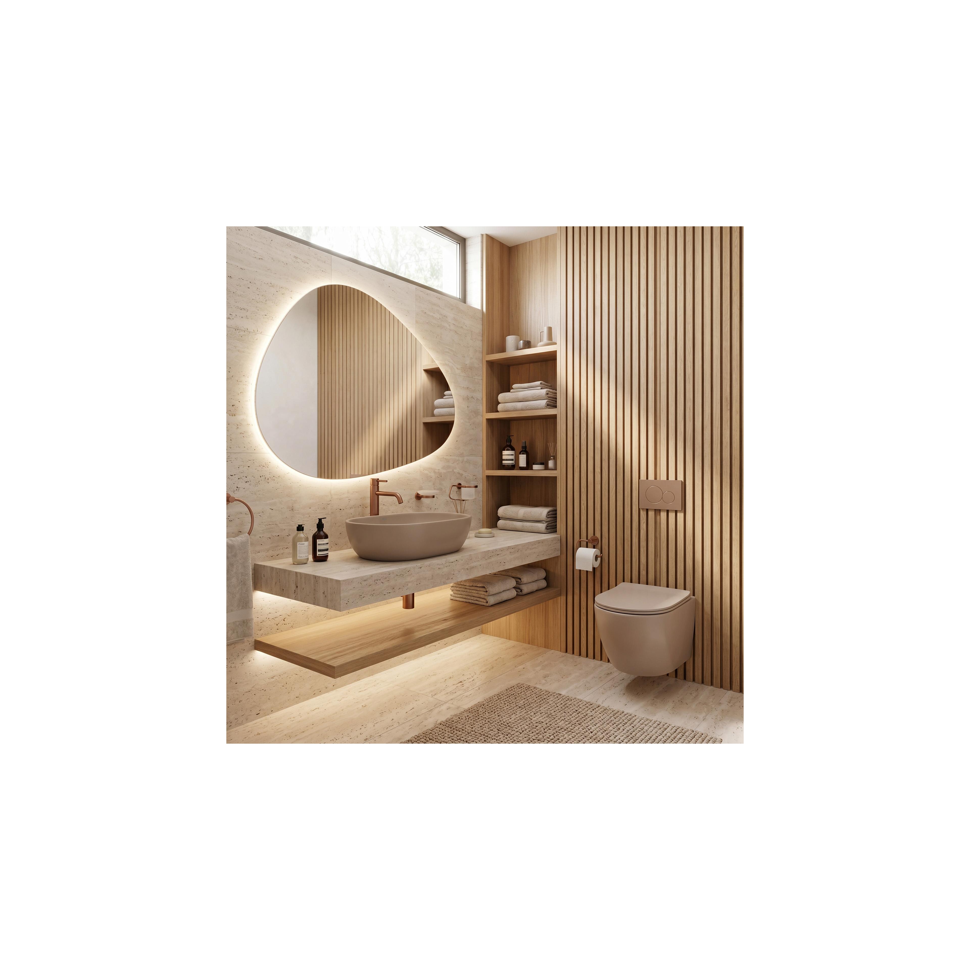 Ensemble WC Suspendu Focus + Lavabo à Poser Rea Focus Taupe