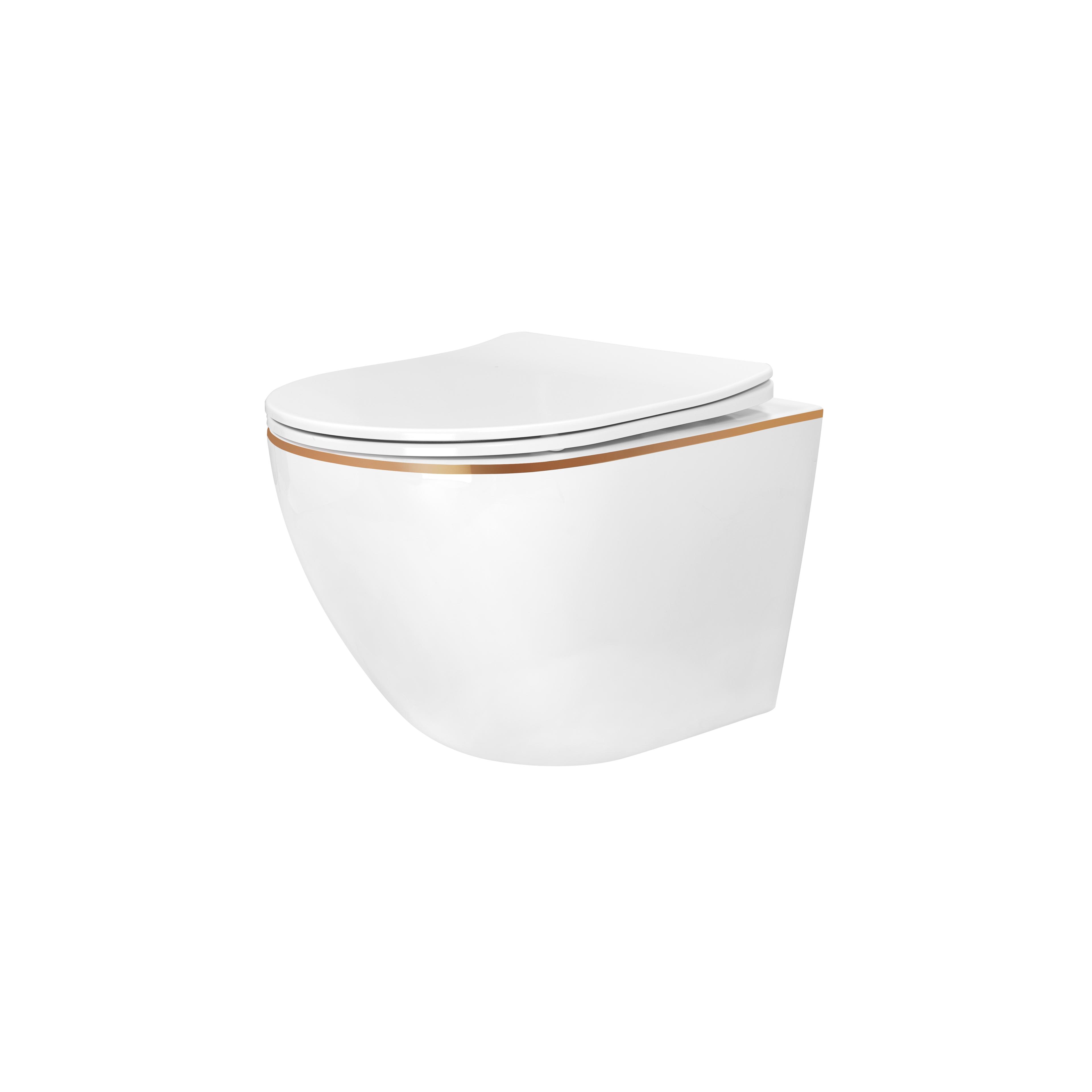 Set Toilet bowl WC CARLO Mini Flat + bidet CARLO Mini White Gold Edge