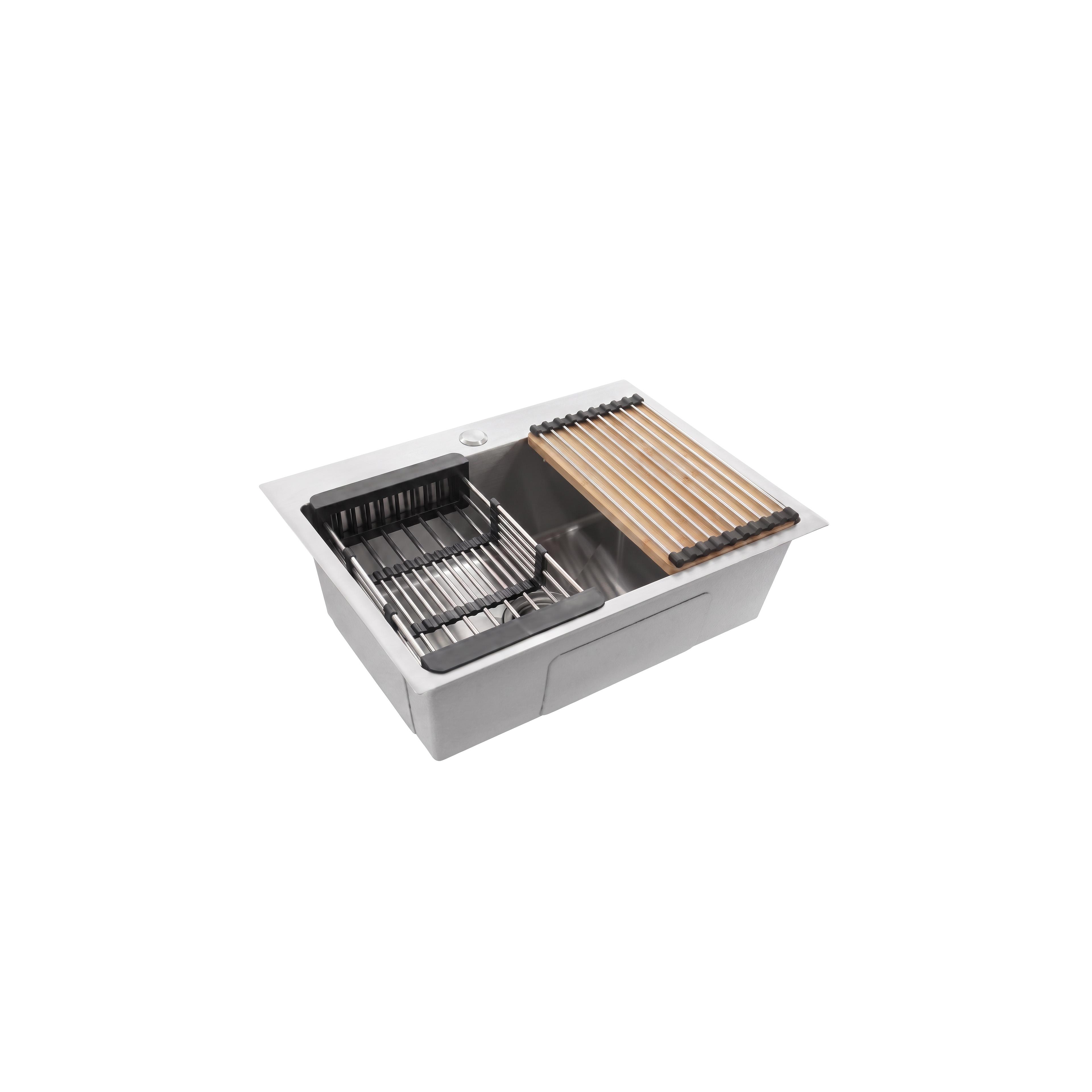 Stahlspüle mit 3-teiligem Zubehörset REA Liam Brush Nickel