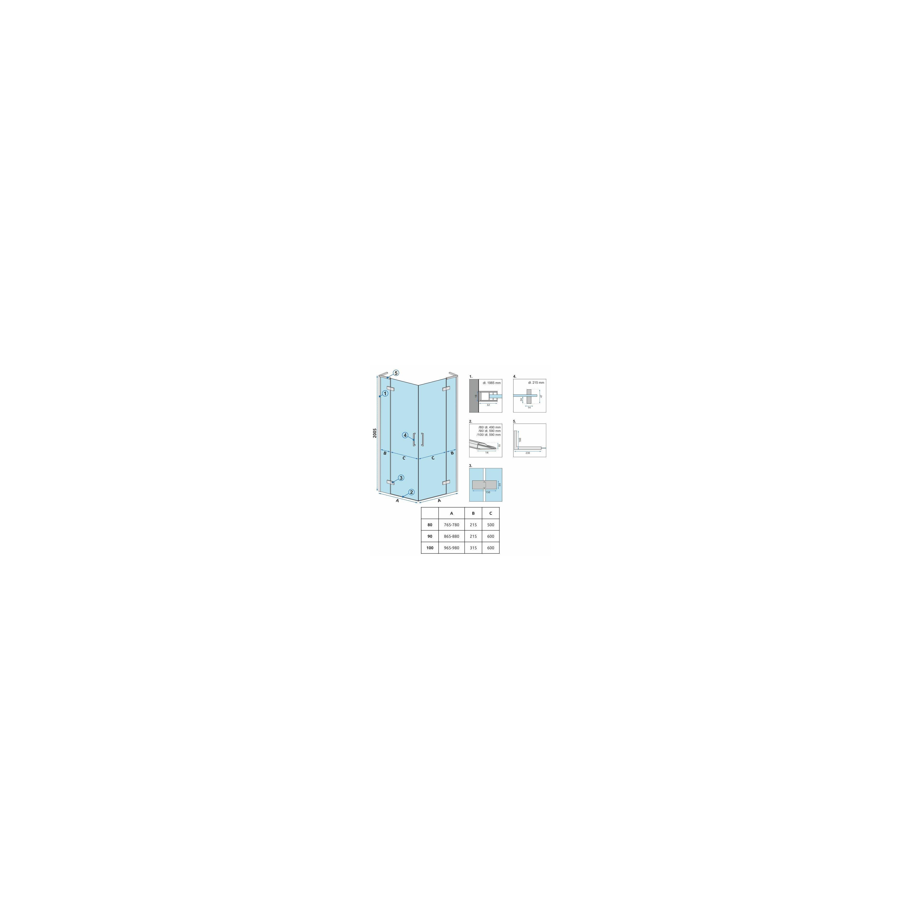 Tuš kabina REA Hugo Double 100x100 Copper Brush