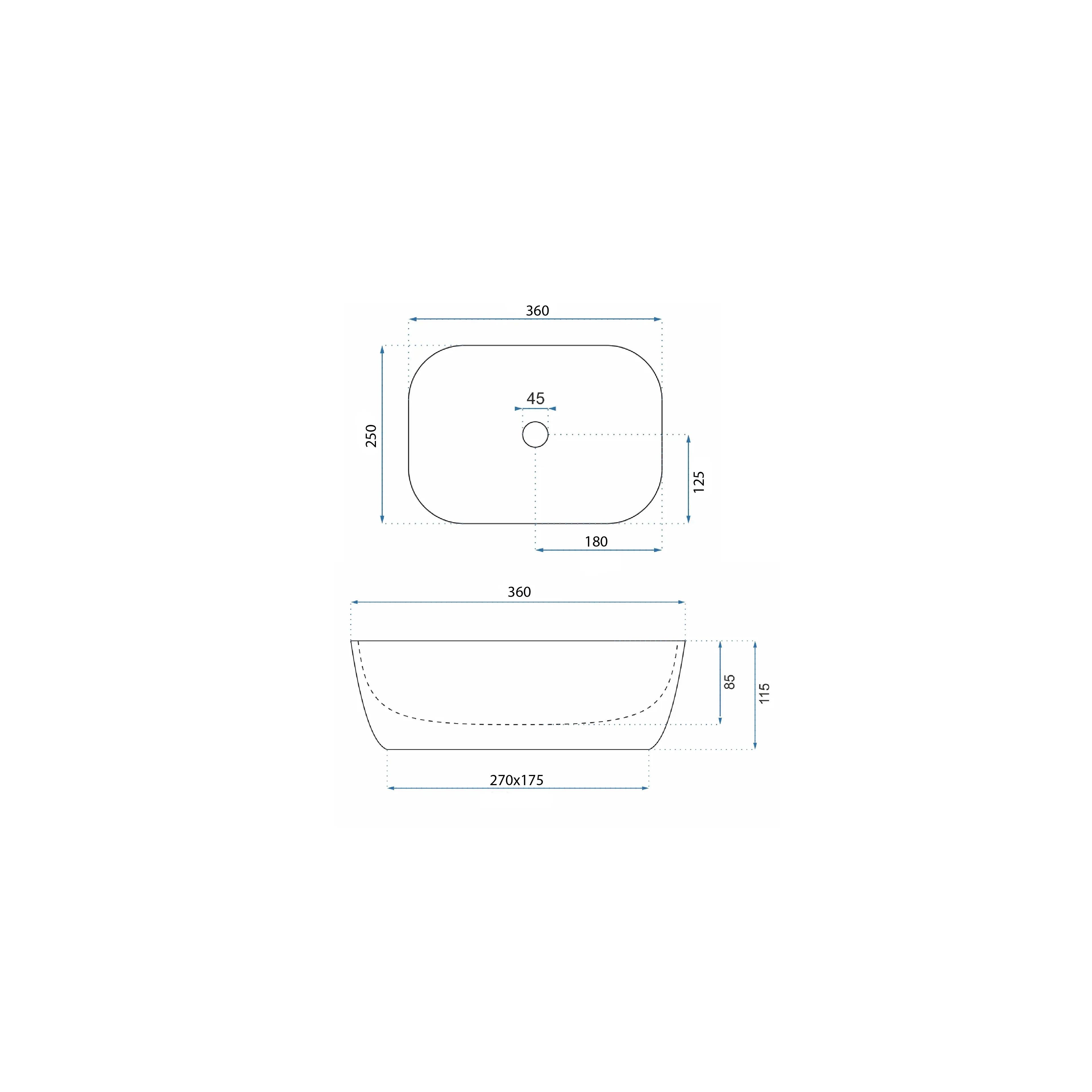 Lavabo sobre encimera Rea BELINDA MINI TRAVERTINE MATT