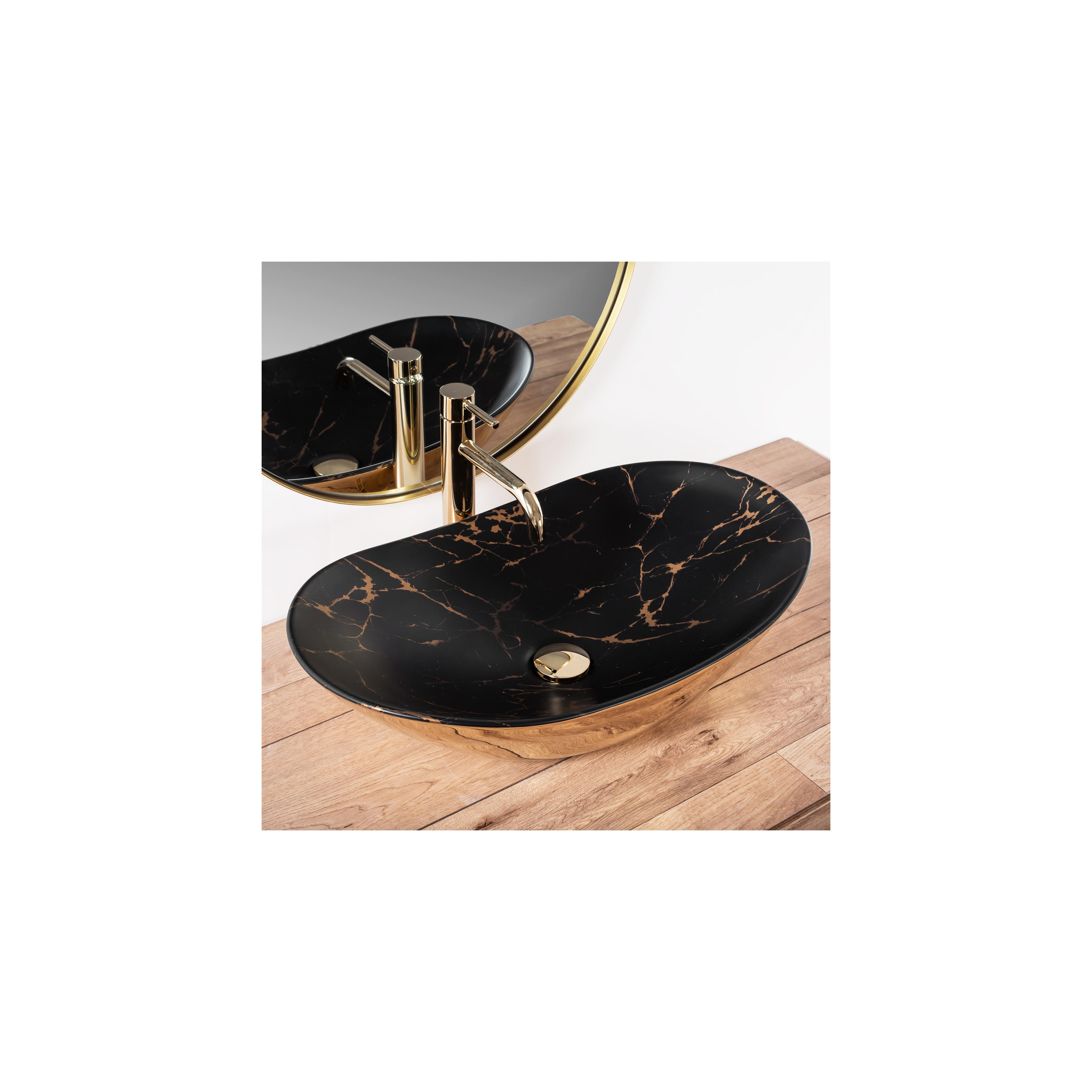 Lavabo da appoggio REA Royal In Black Marble Gold