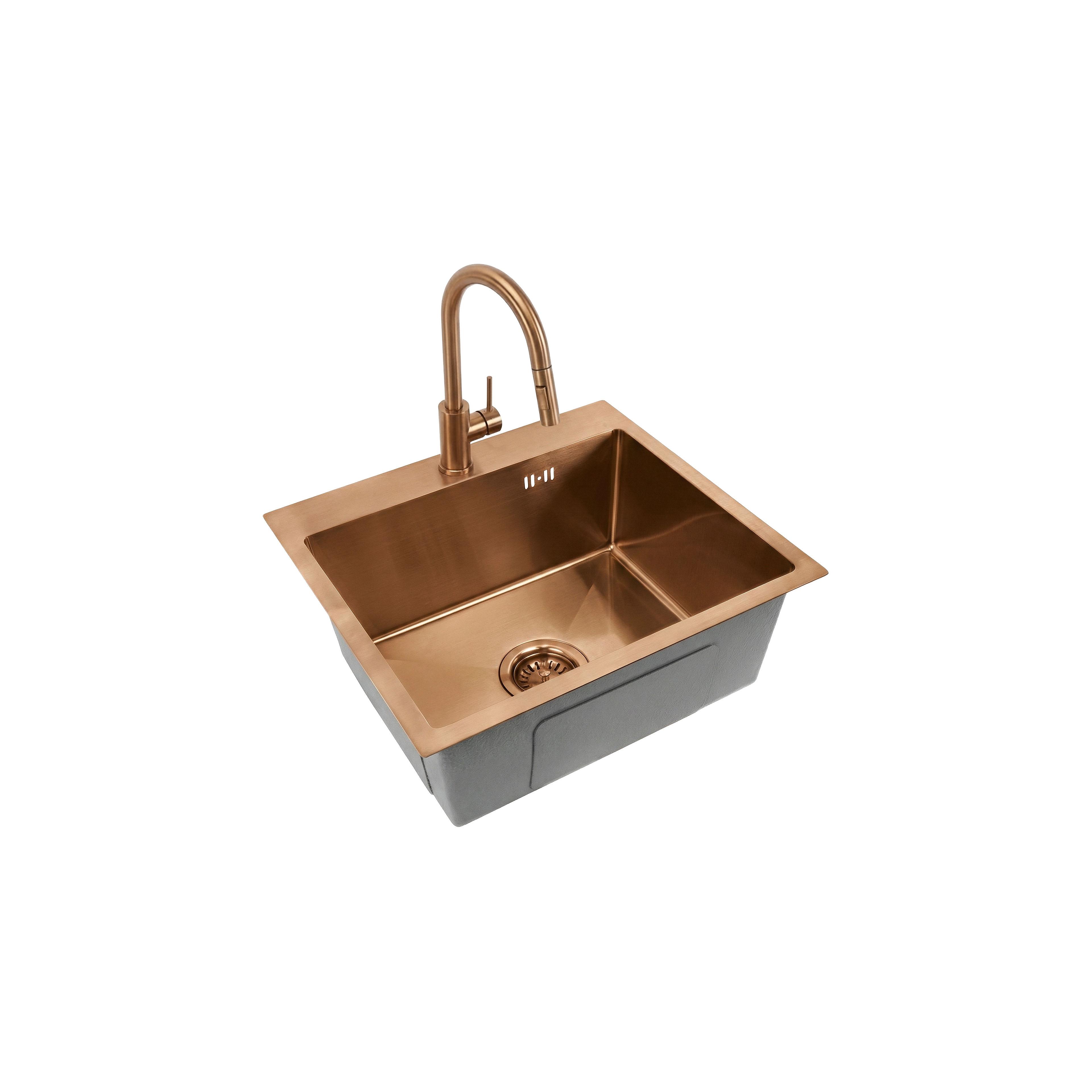 Évier en acier Leo 50 BRUSH COPPER