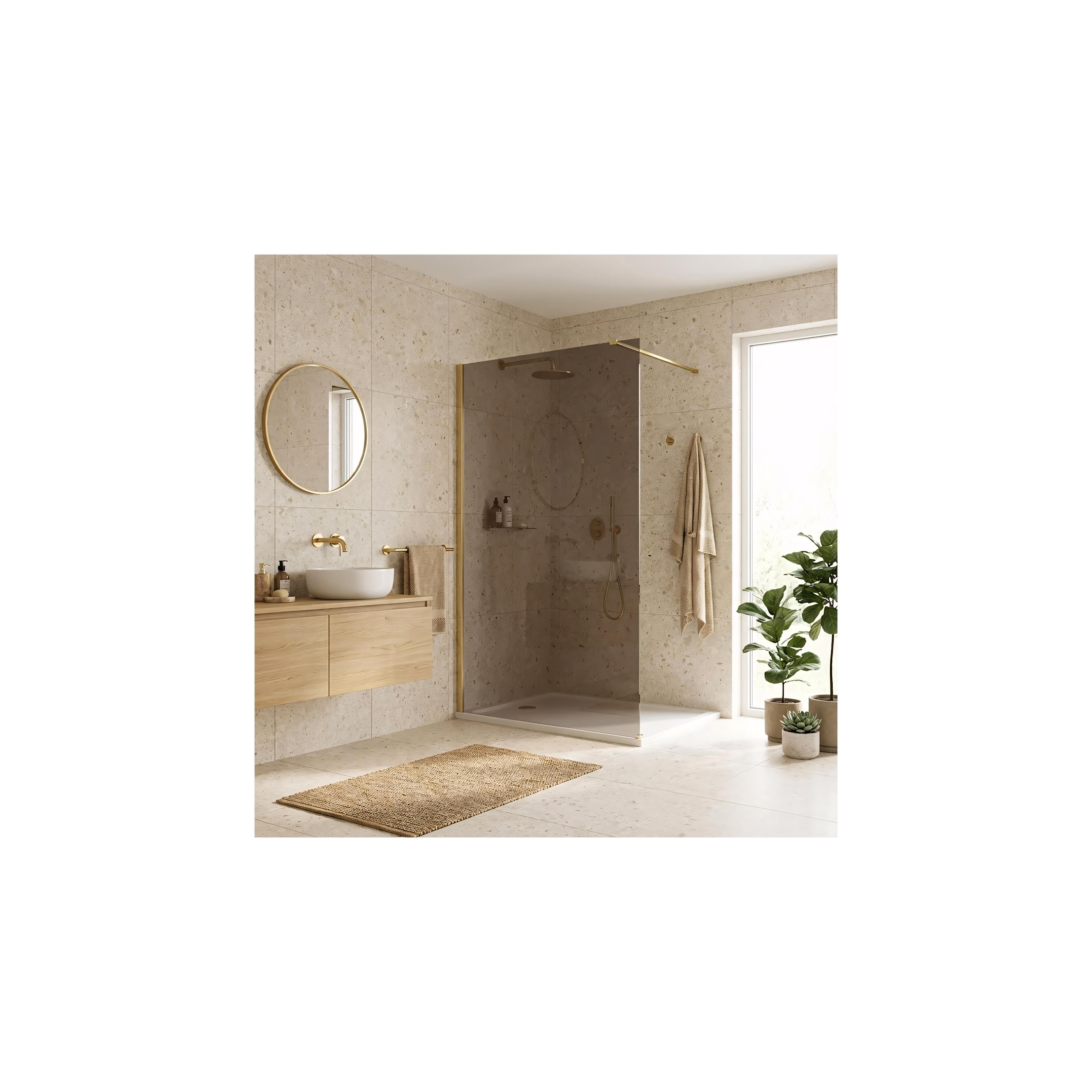 Sprchová zástena Rea Flexi Brown/ Brush Gold 90