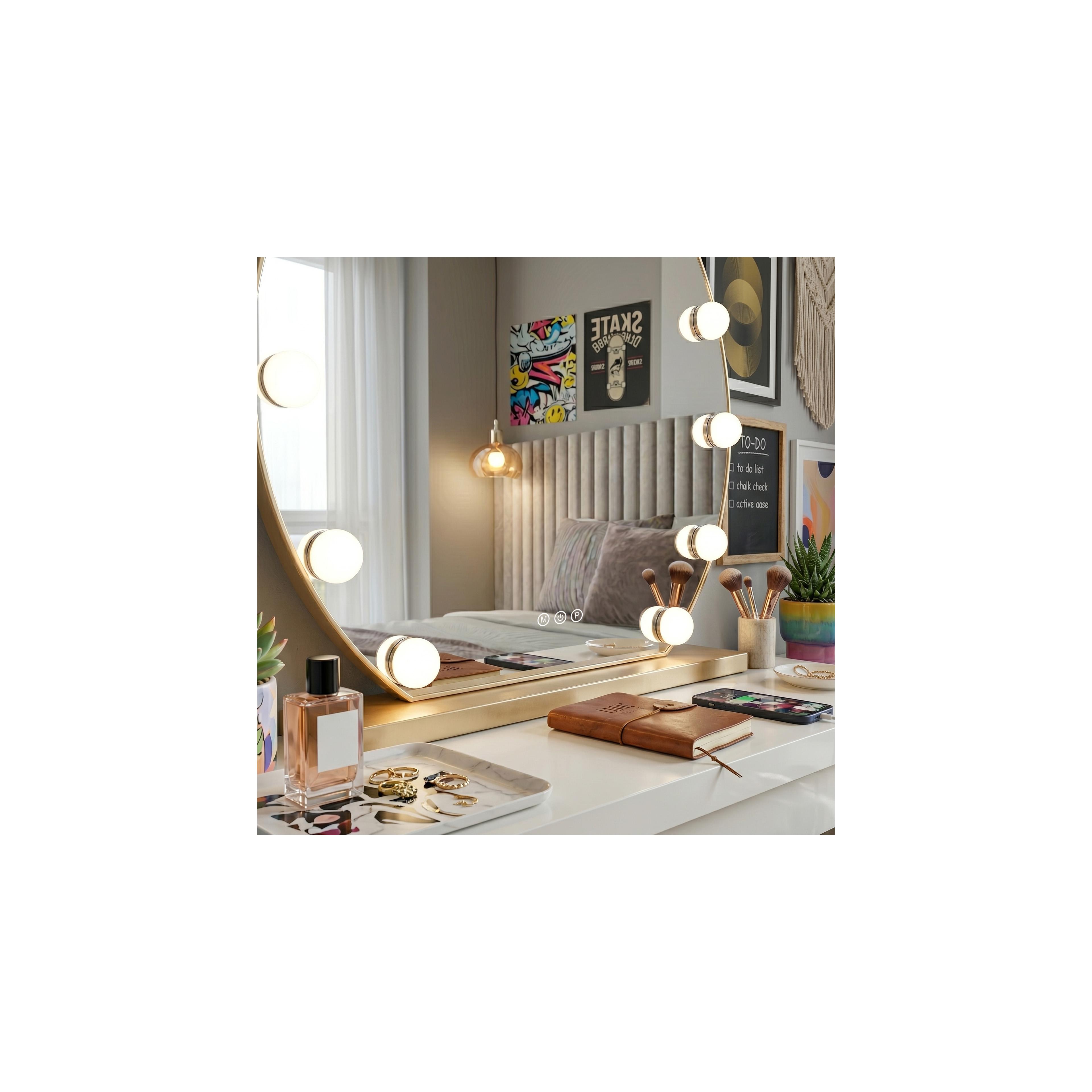Дзеркало LED HOLLYWOOD L. Gold 50 cm
