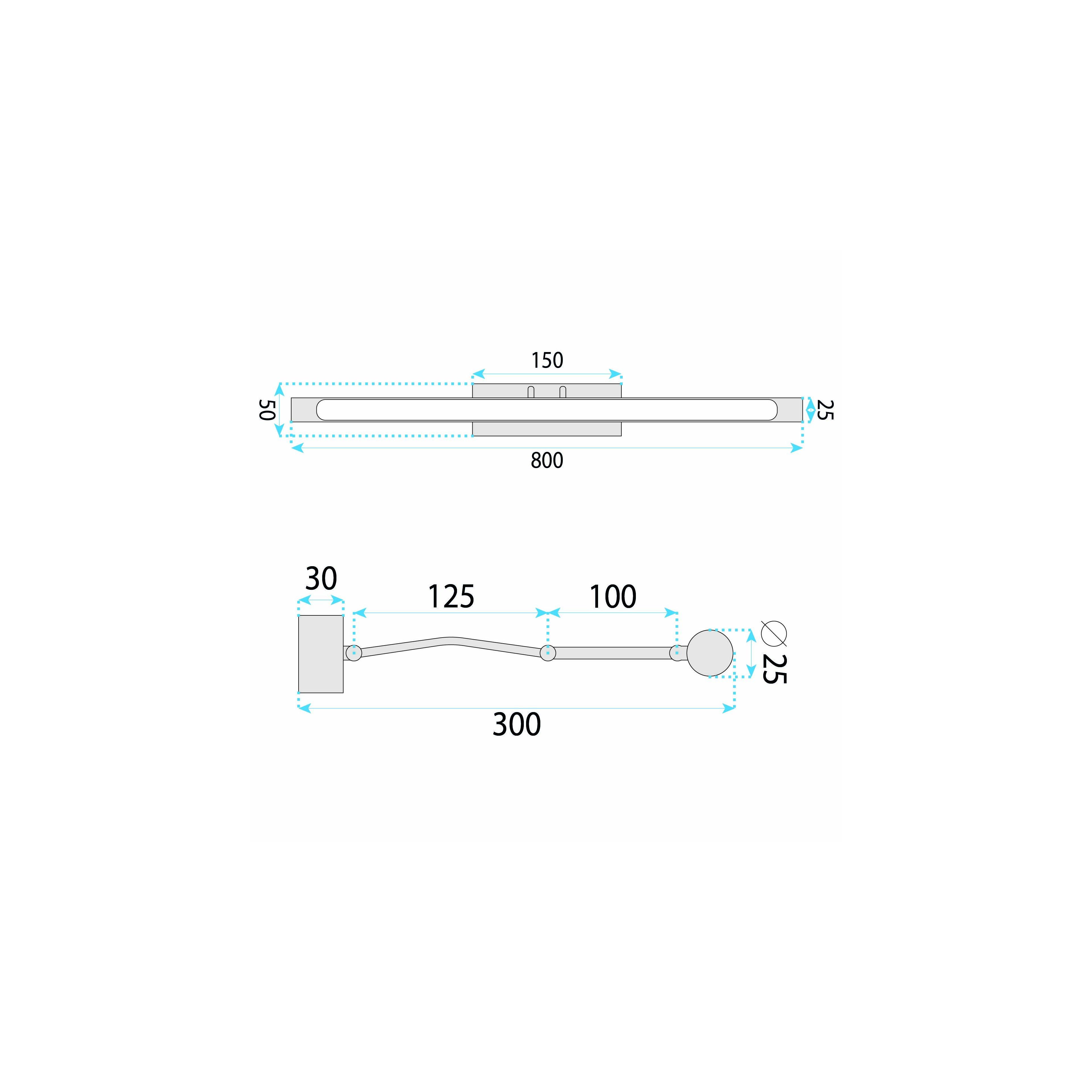 Badrum vägg LED-lampa SWE018-1W 80cm Chrome