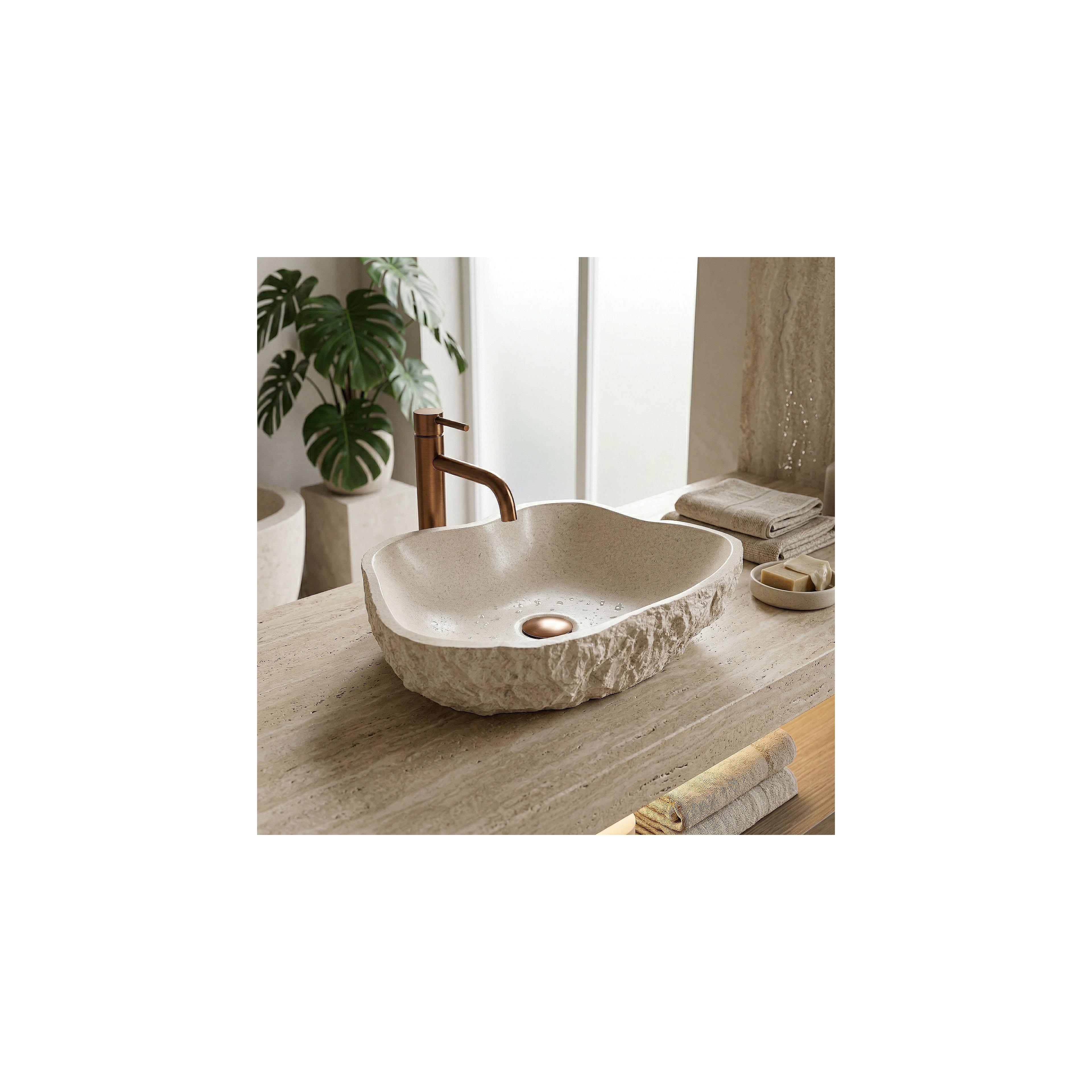 Umywalka nablatowa Rea Isla Warm Beige