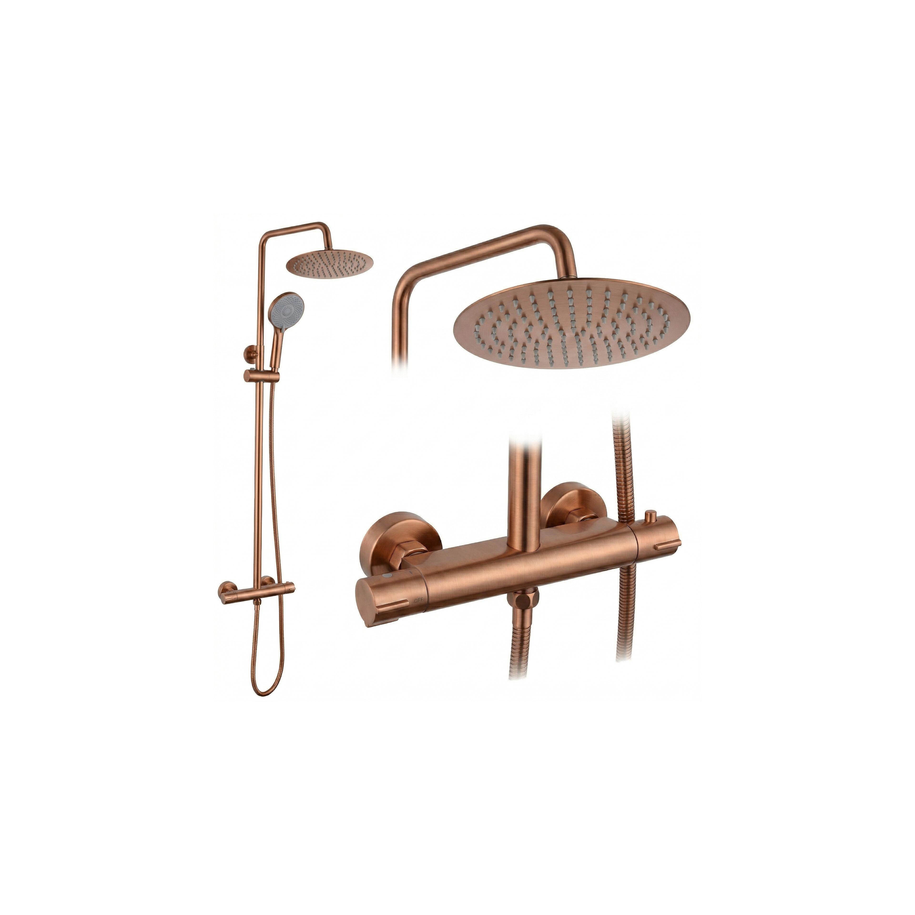 Shower set without spout with thermostat Rea Lungo Copper Brush