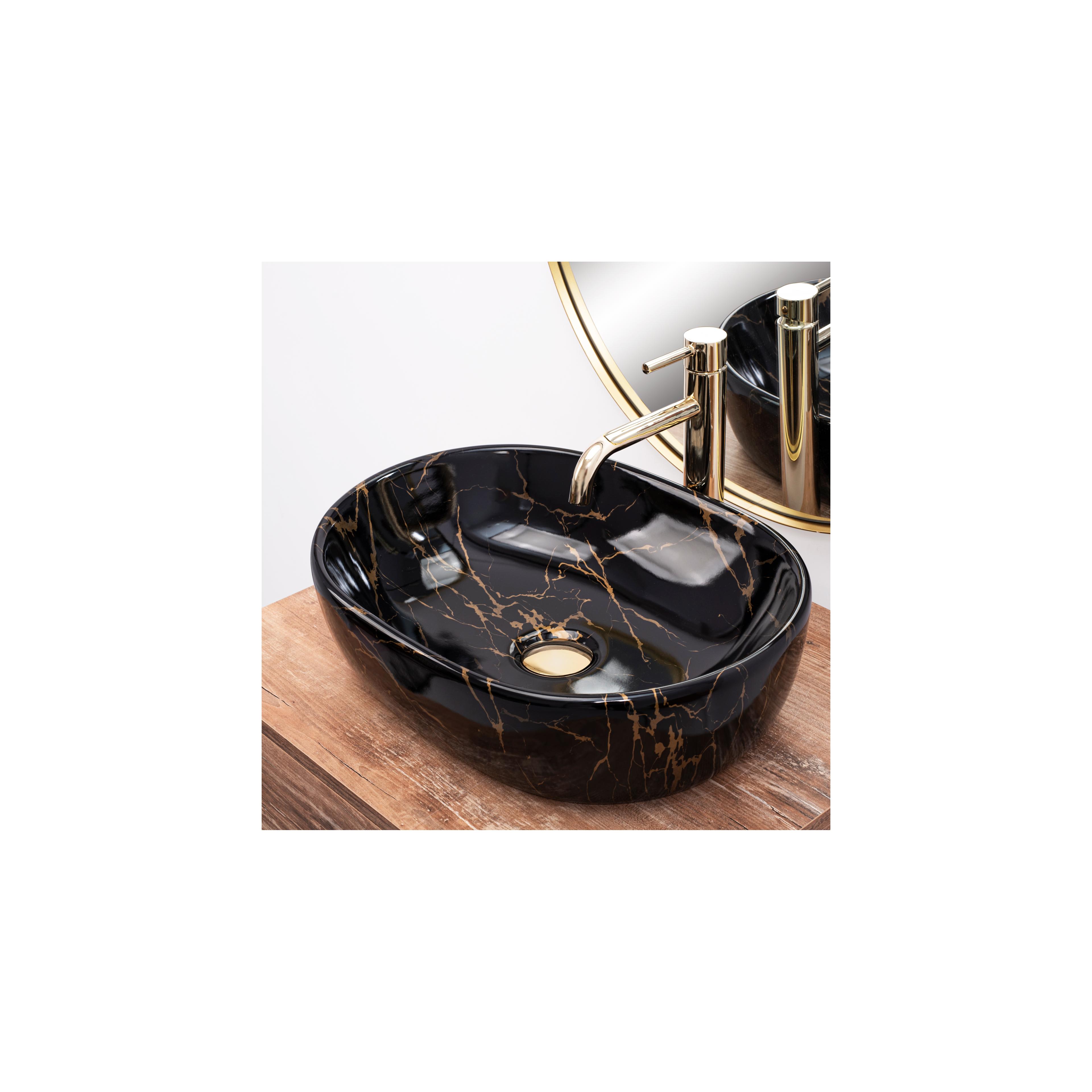 Vasque à poser Rea Amelia Black Marble shiny