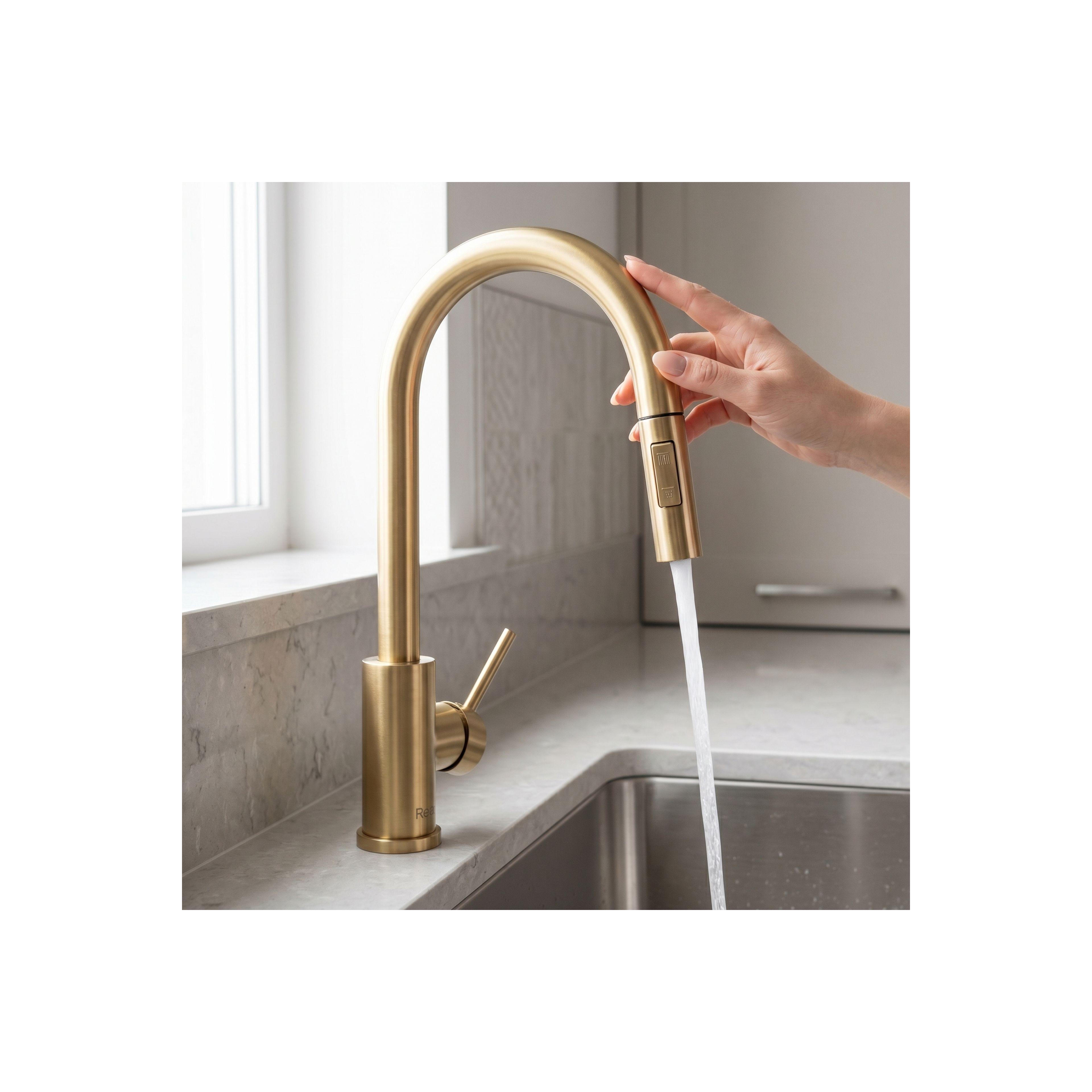 Maišytuvas virtuvės Rea Fresh  Touch Brush Gold