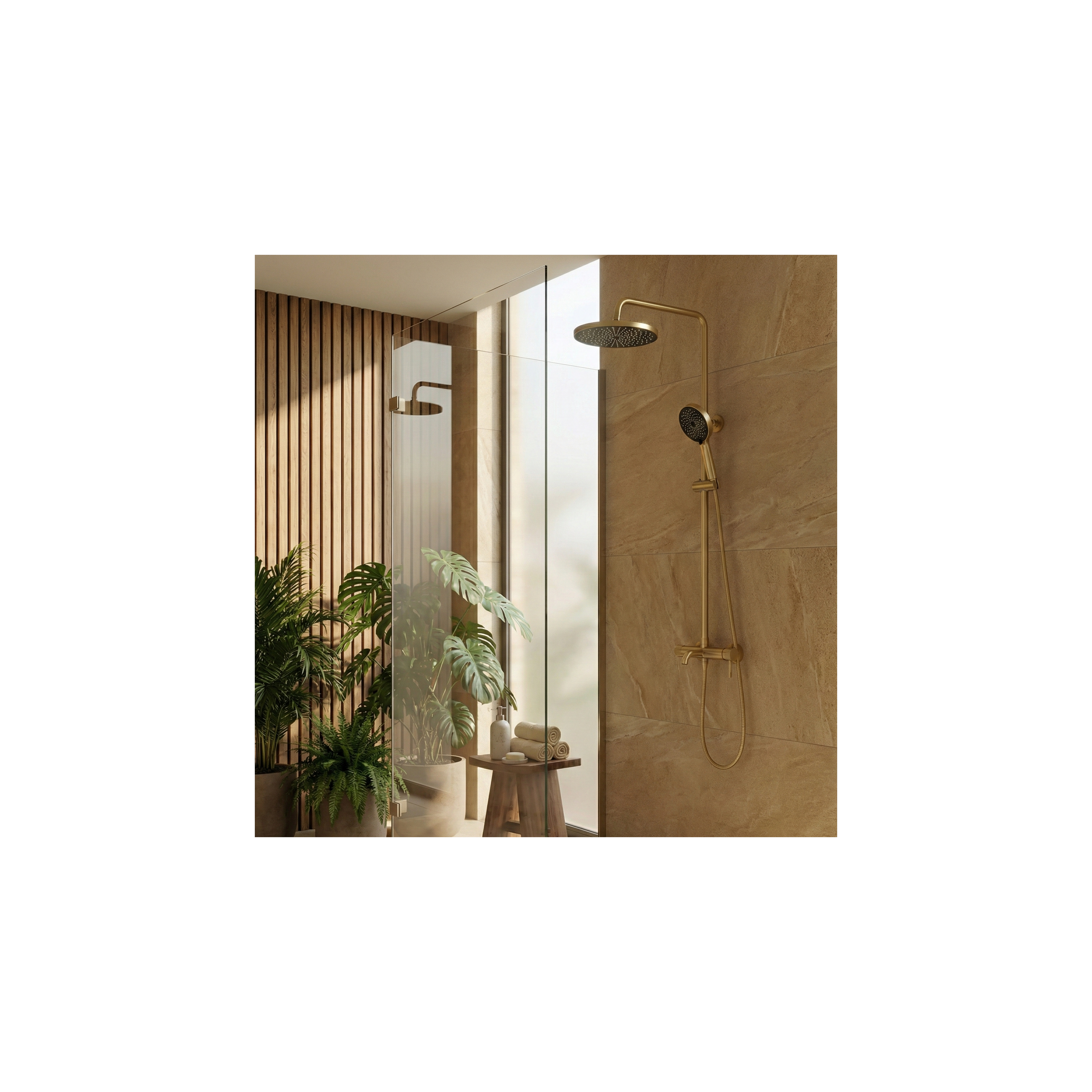 Ρυθμιζόμενη Στήλη Ντουζ Rea Lungo Stripe Brush Gold