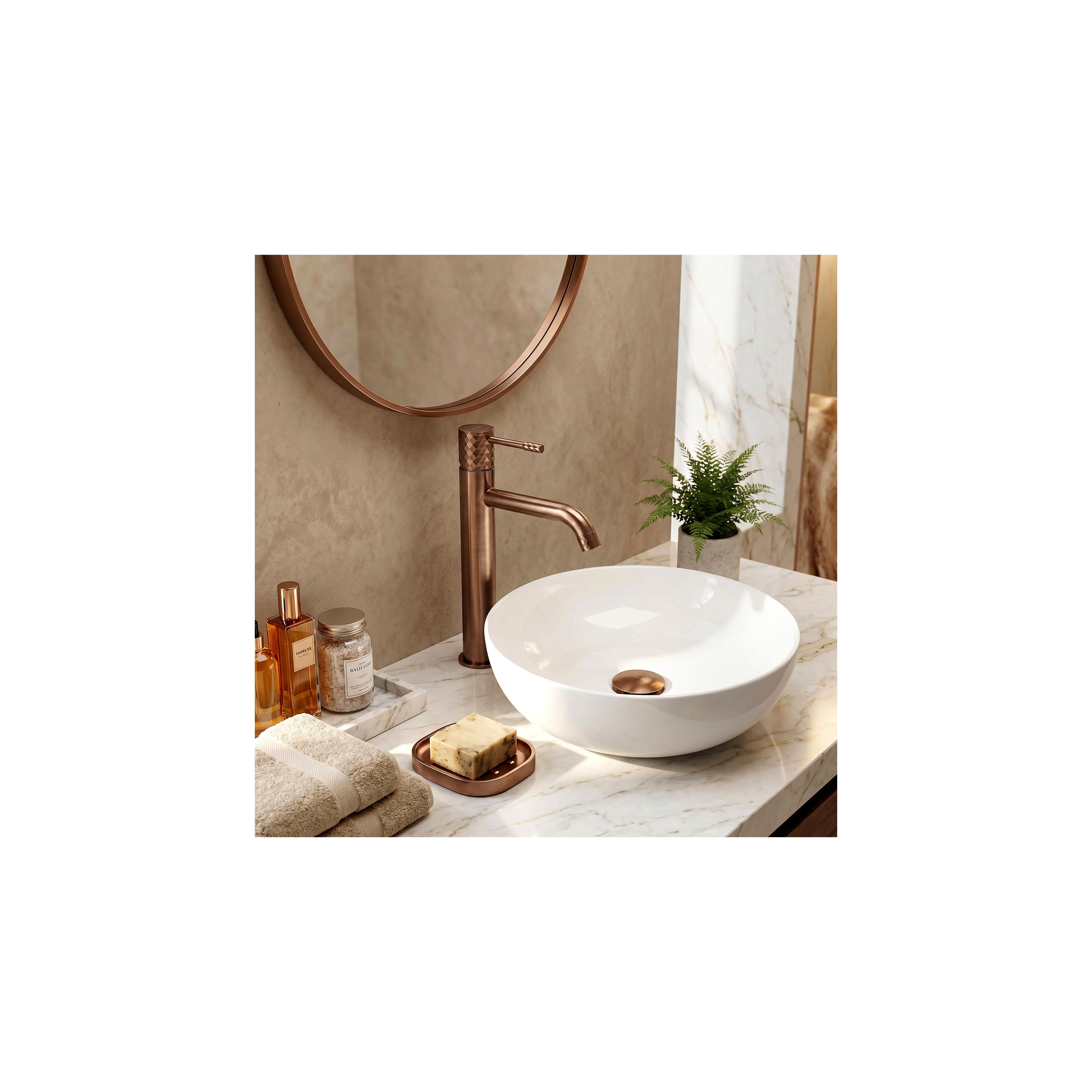 Baterie pentru lavoar Rea Lungo Diamond Brush Copper