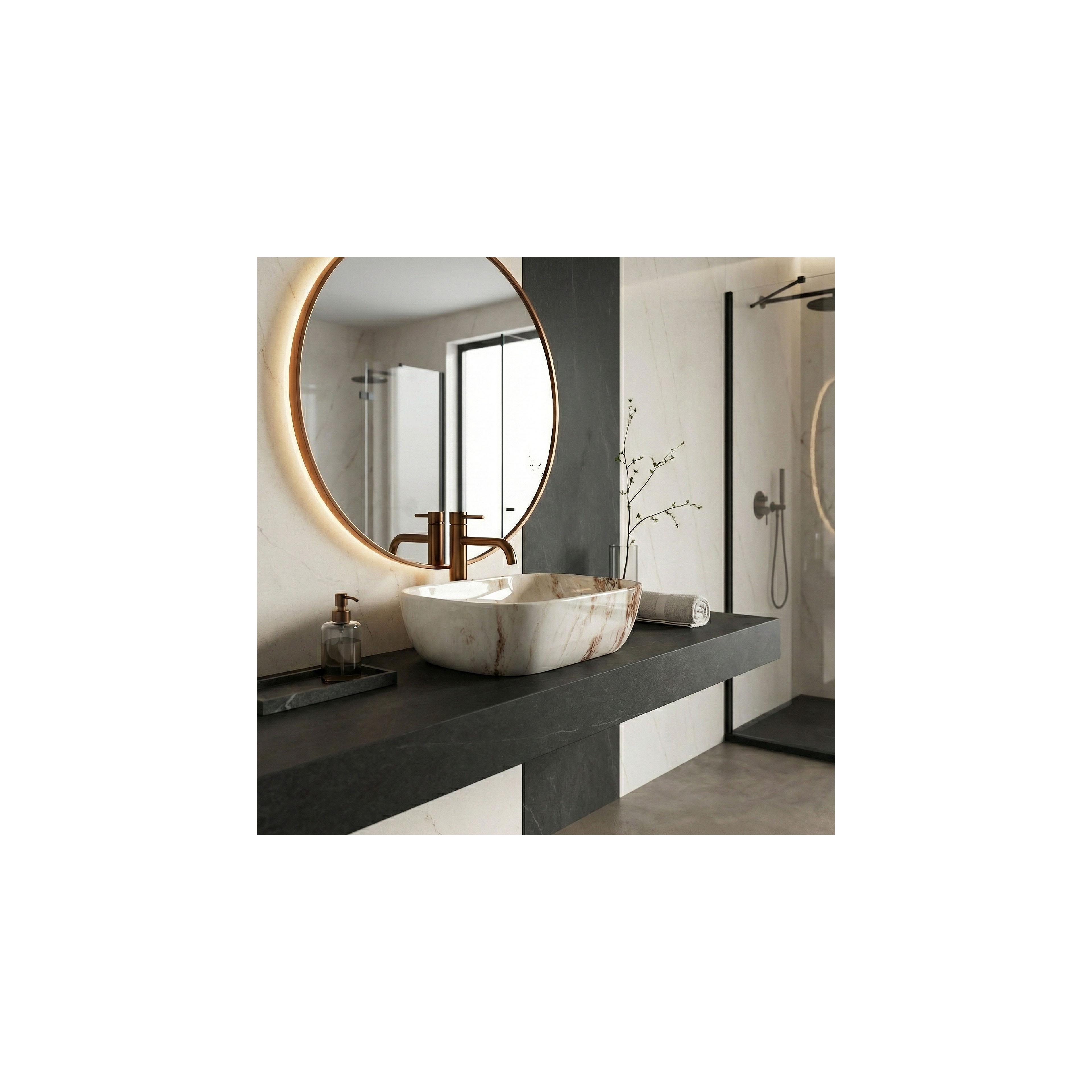 Countertop washbasin Rea Belinda Marrone Shiny