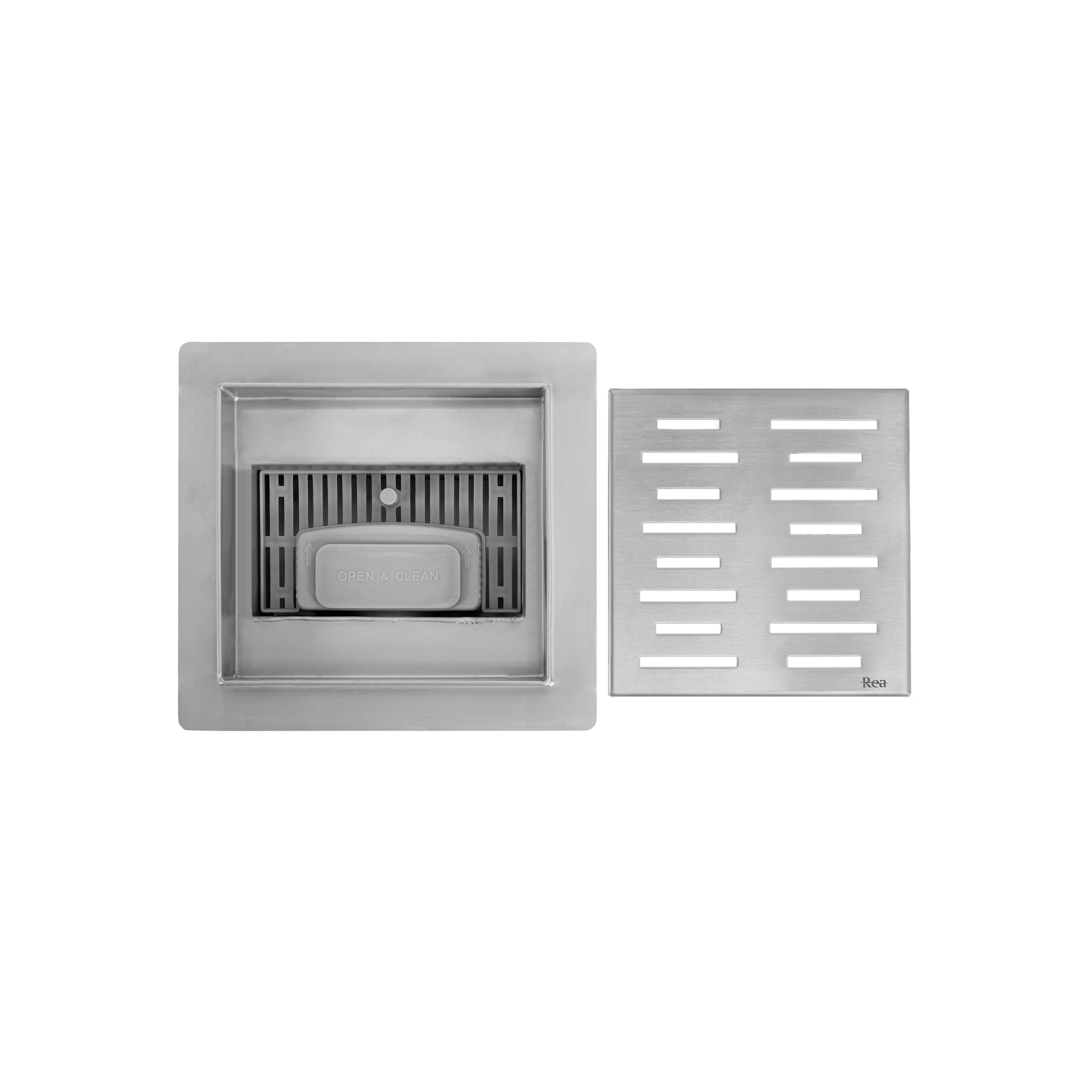 Odtokový žľab REA LINE 150x150 Nickel Brush